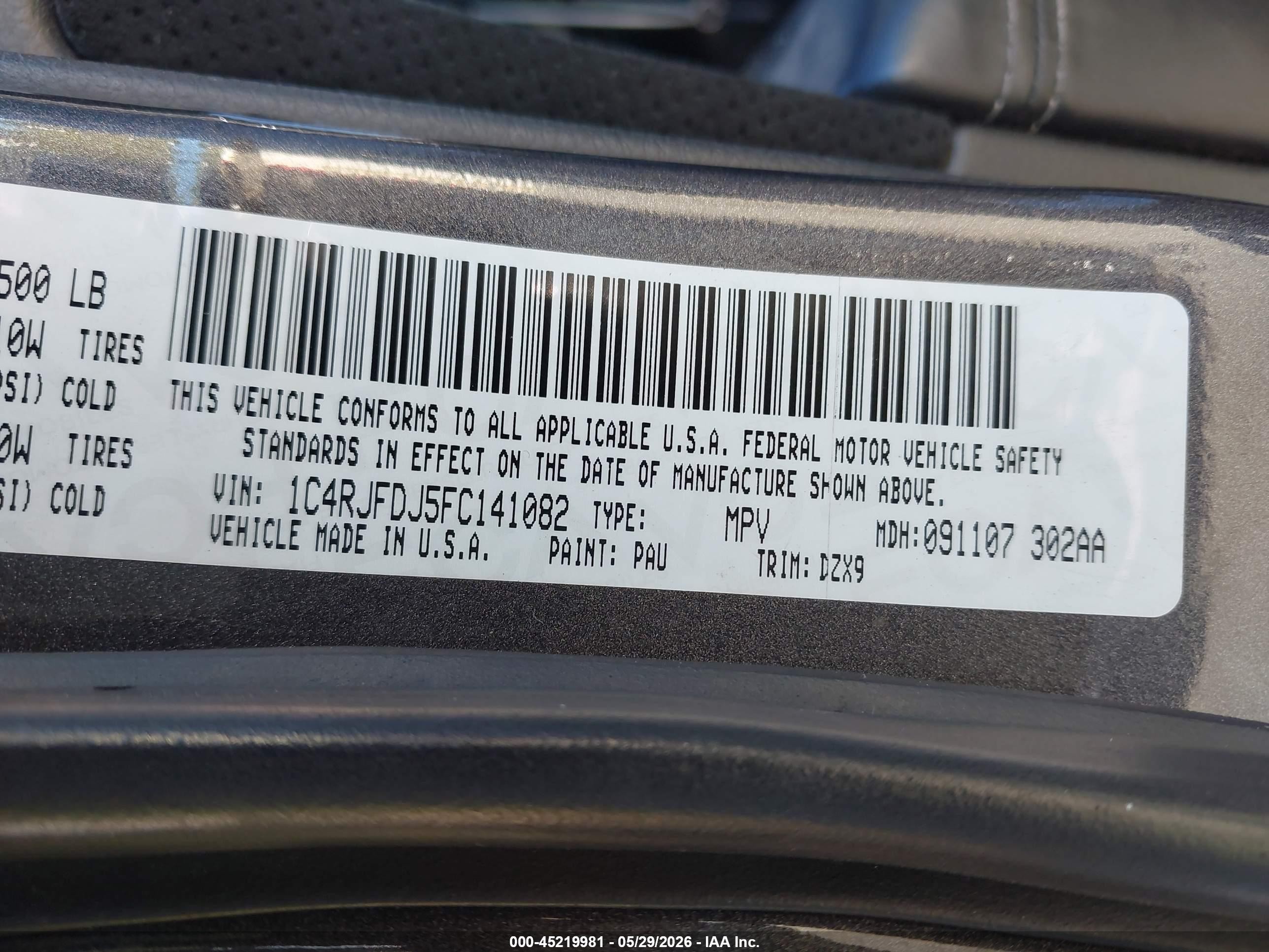 2015 Jeep Grand Cherokee Srt Gray vin: 1C4RJFDJ5FC141082