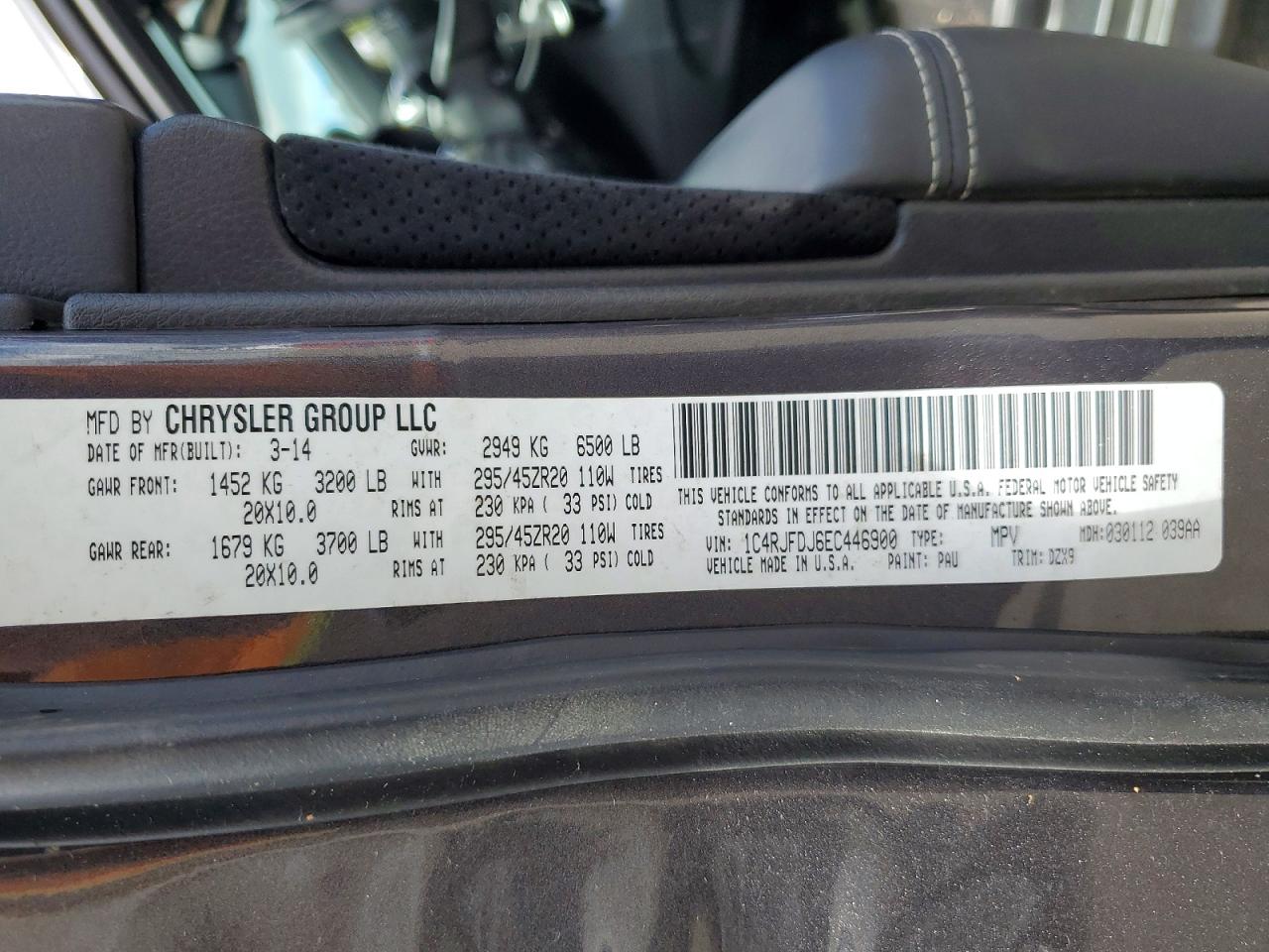 2014 Jeep Grand Cherokee Srt-8 Gray vin: 1C4RJFDJ6EC446900