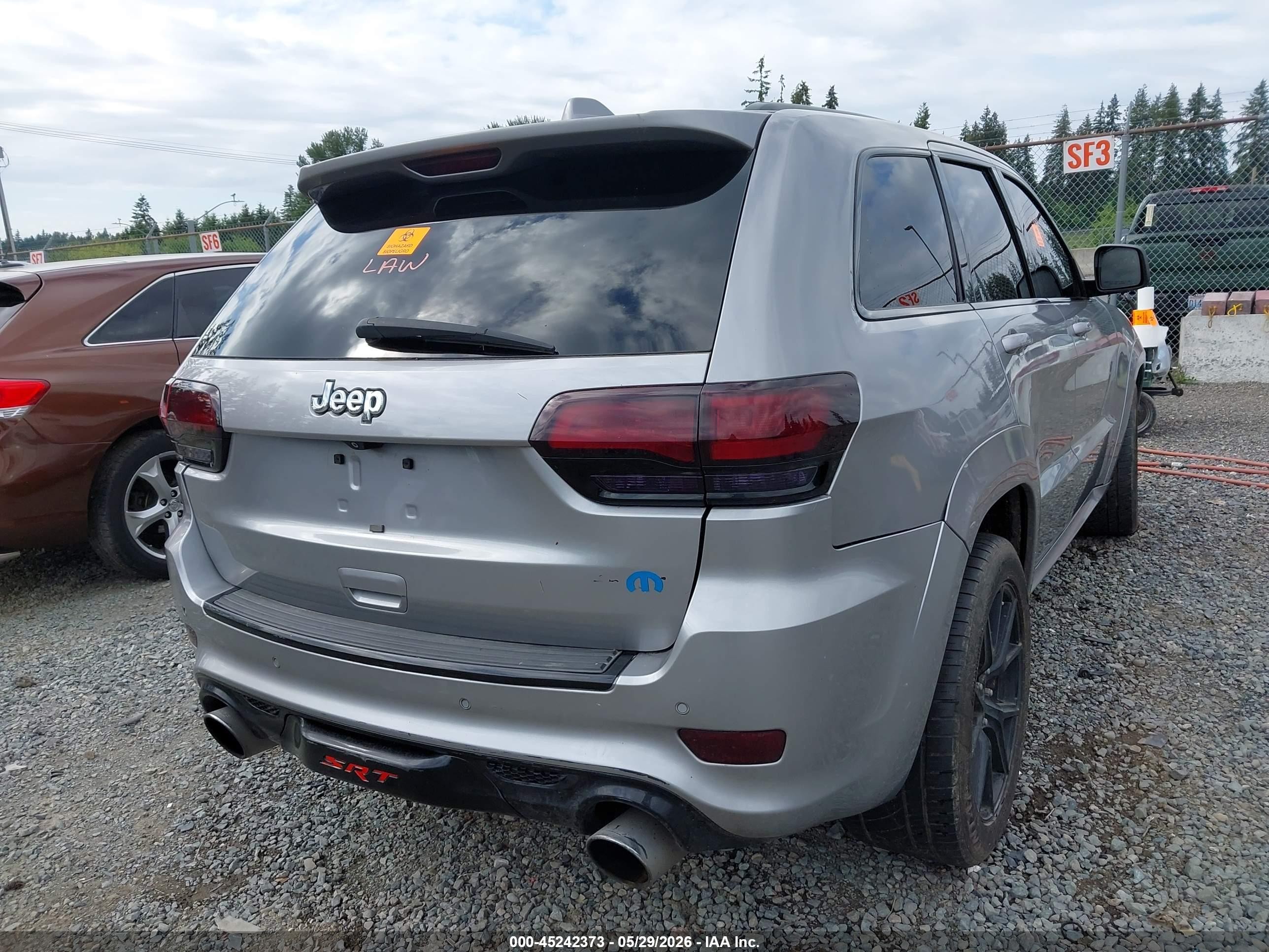 2014 Jeep Grand Cherokee Srt8 Silver vin: 1C4RJFDJXEC306560
