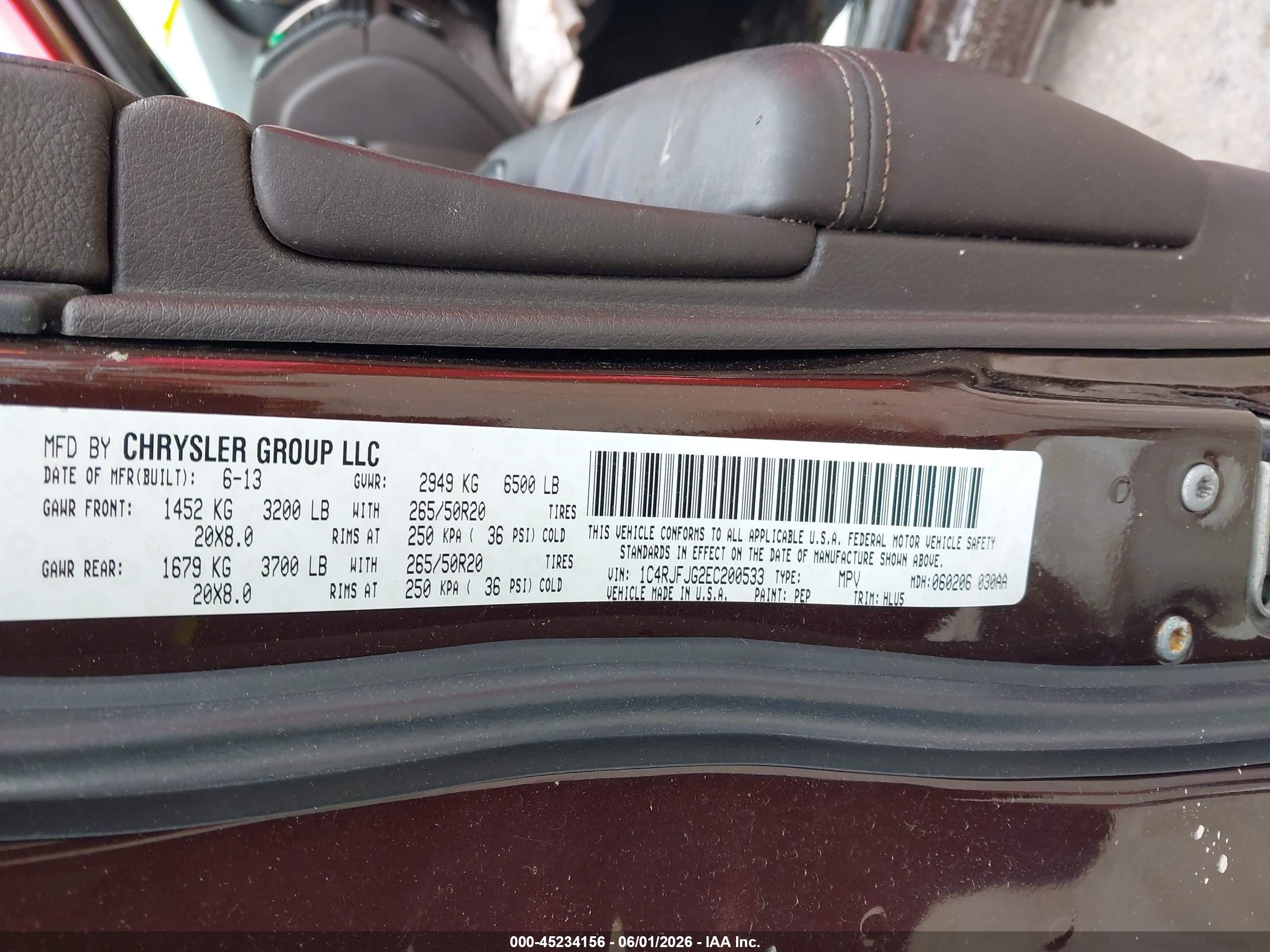 2014 Jeep Grand Cherokee Summit Red vin: 1C4RJFJG2EC200533