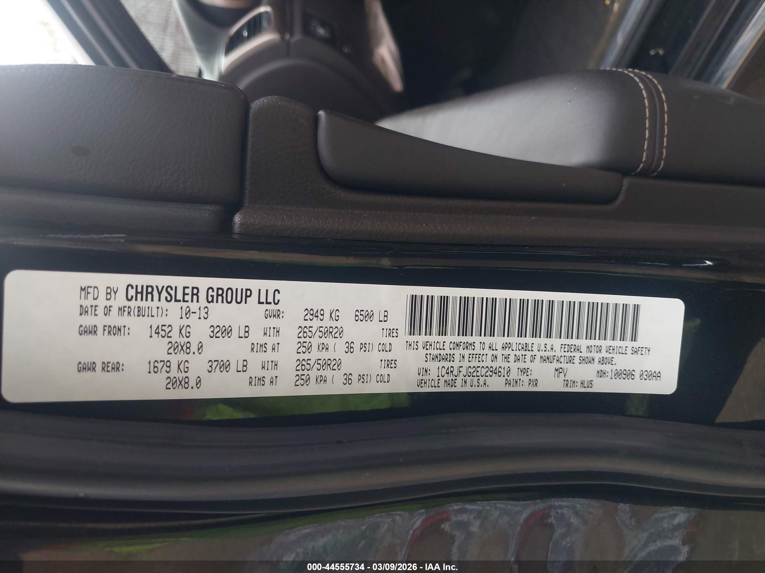 2014 Jeep Grand Cherokee Summit Black vin: 1C4RJFJG2EC294610
