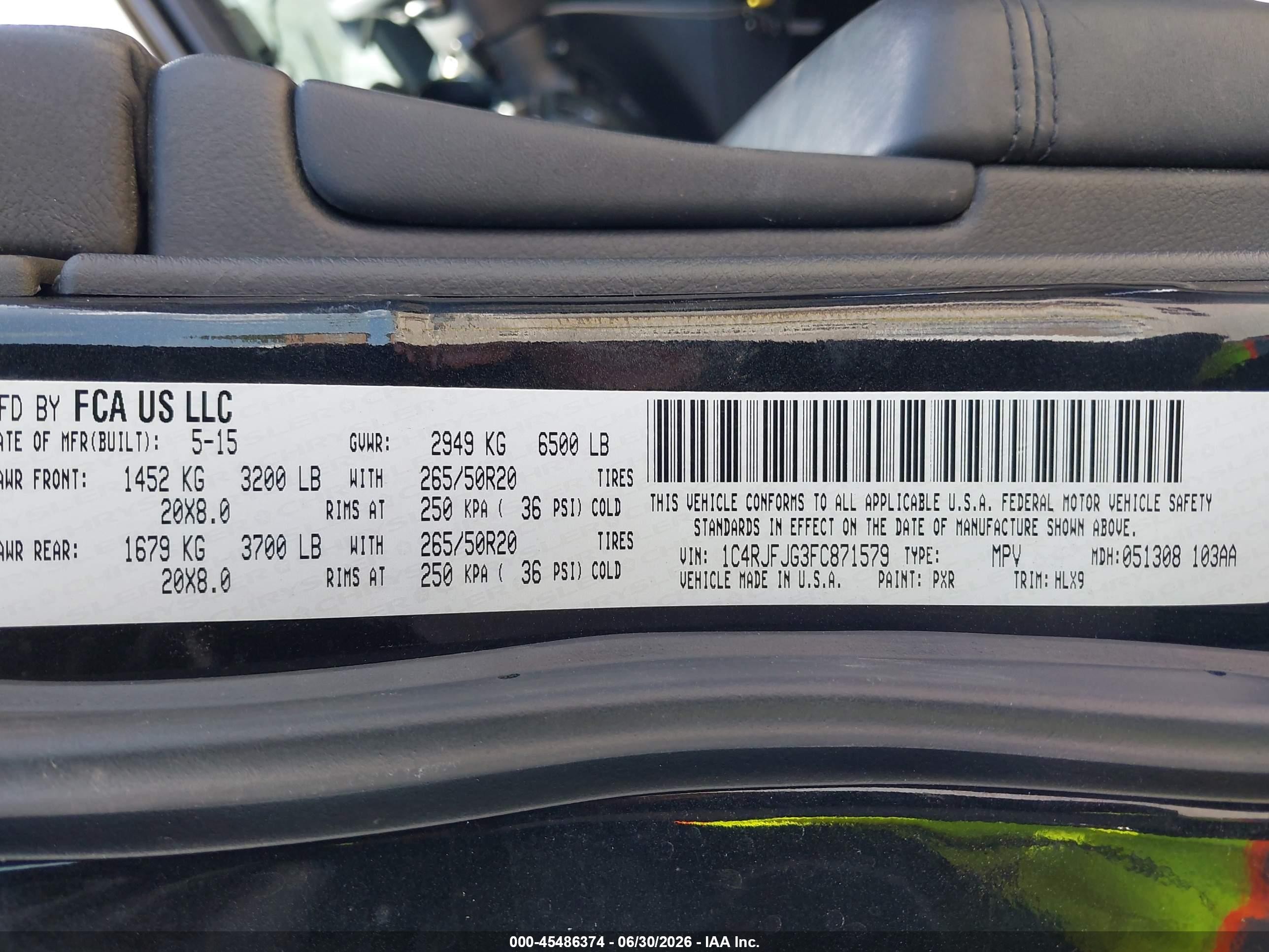 2015 Jeep Grand Cherokee Summit Черный vin: 1C4RJFJG3FC871579