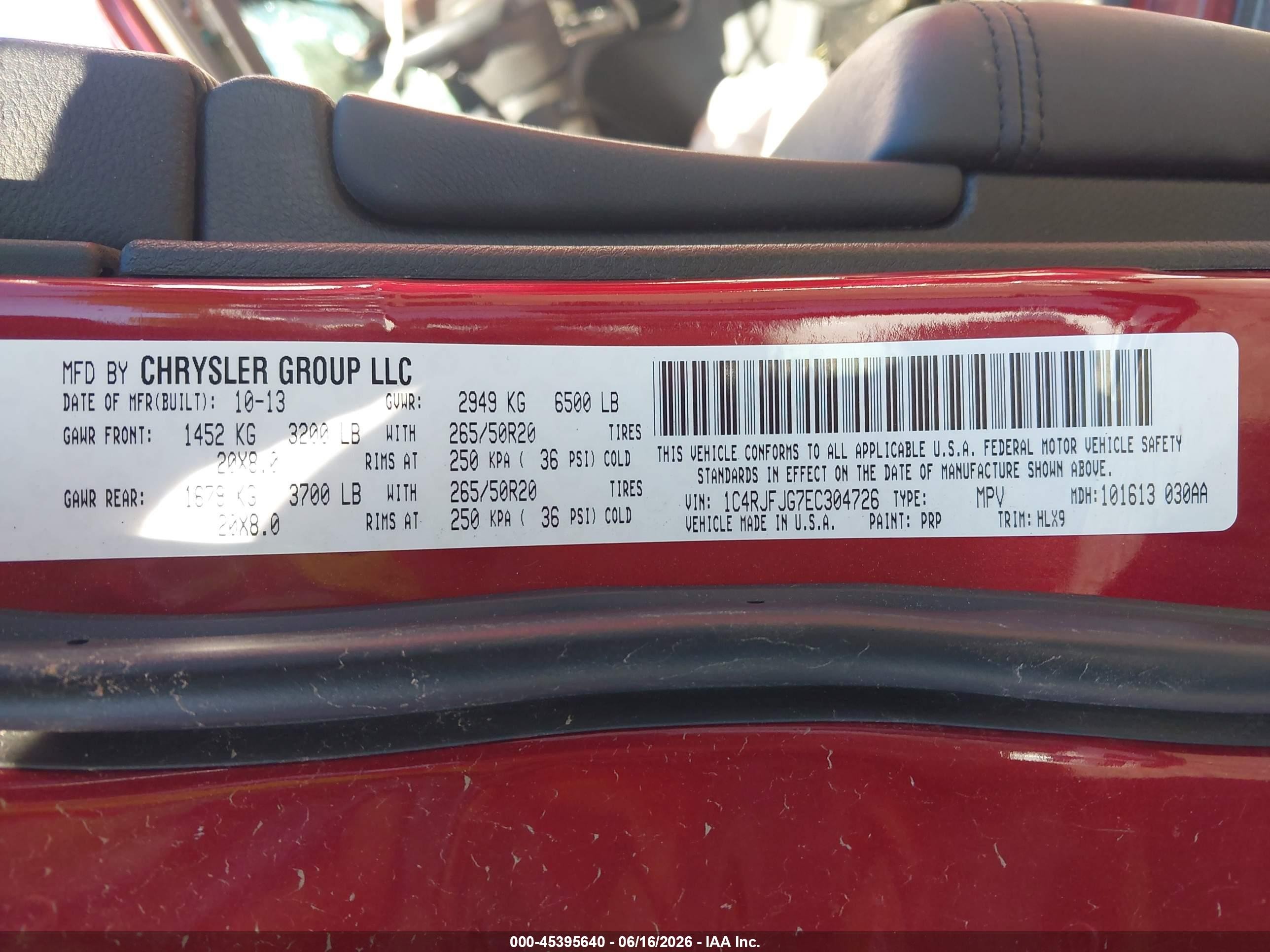 2014 Jeep Grand Cherokee Summit Red vin: 1C4RJFJG7EC304726