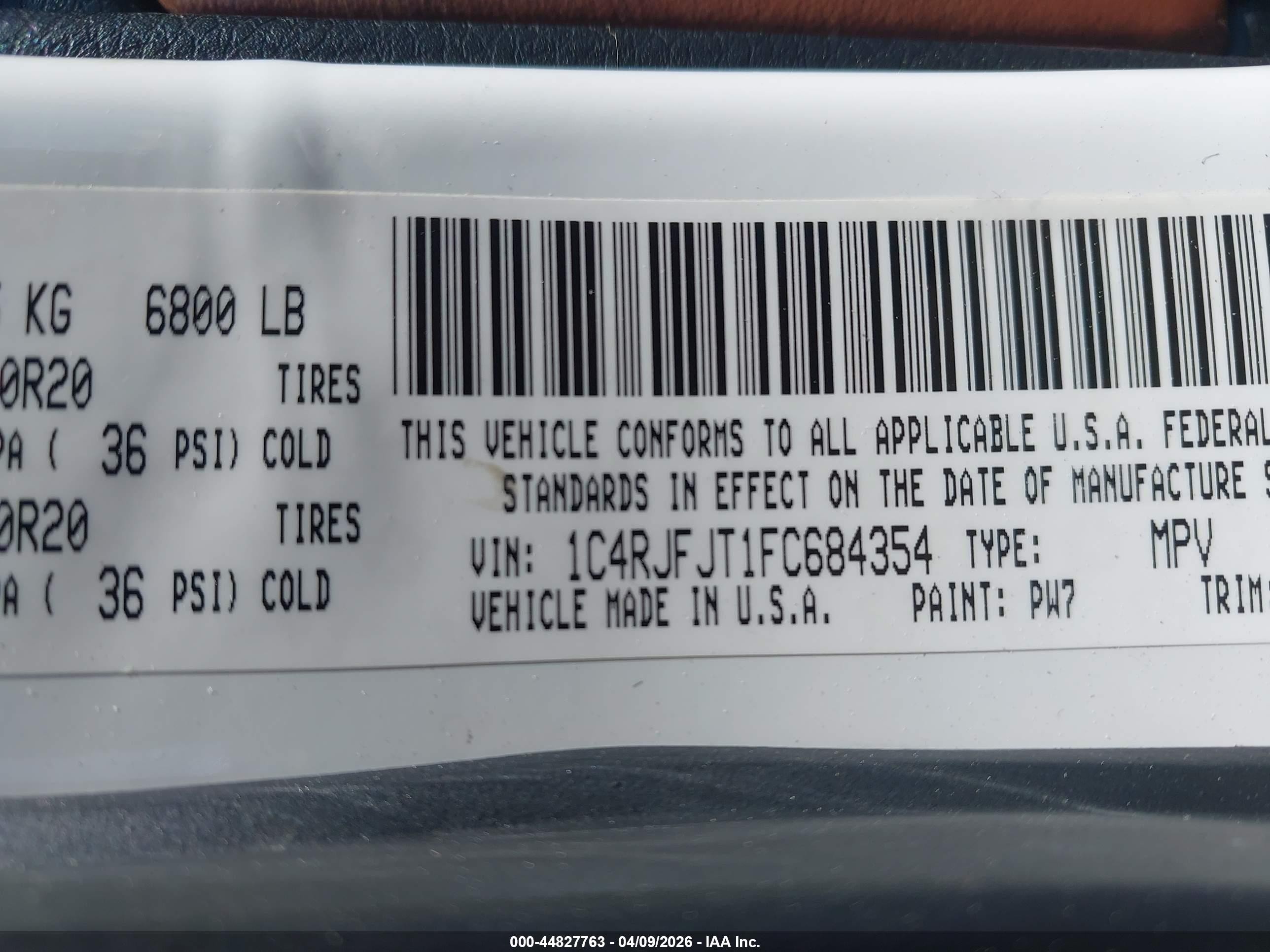 2015 Jeep Grand Cherokee Summit White vin: 1C4RJFJT1FC684354