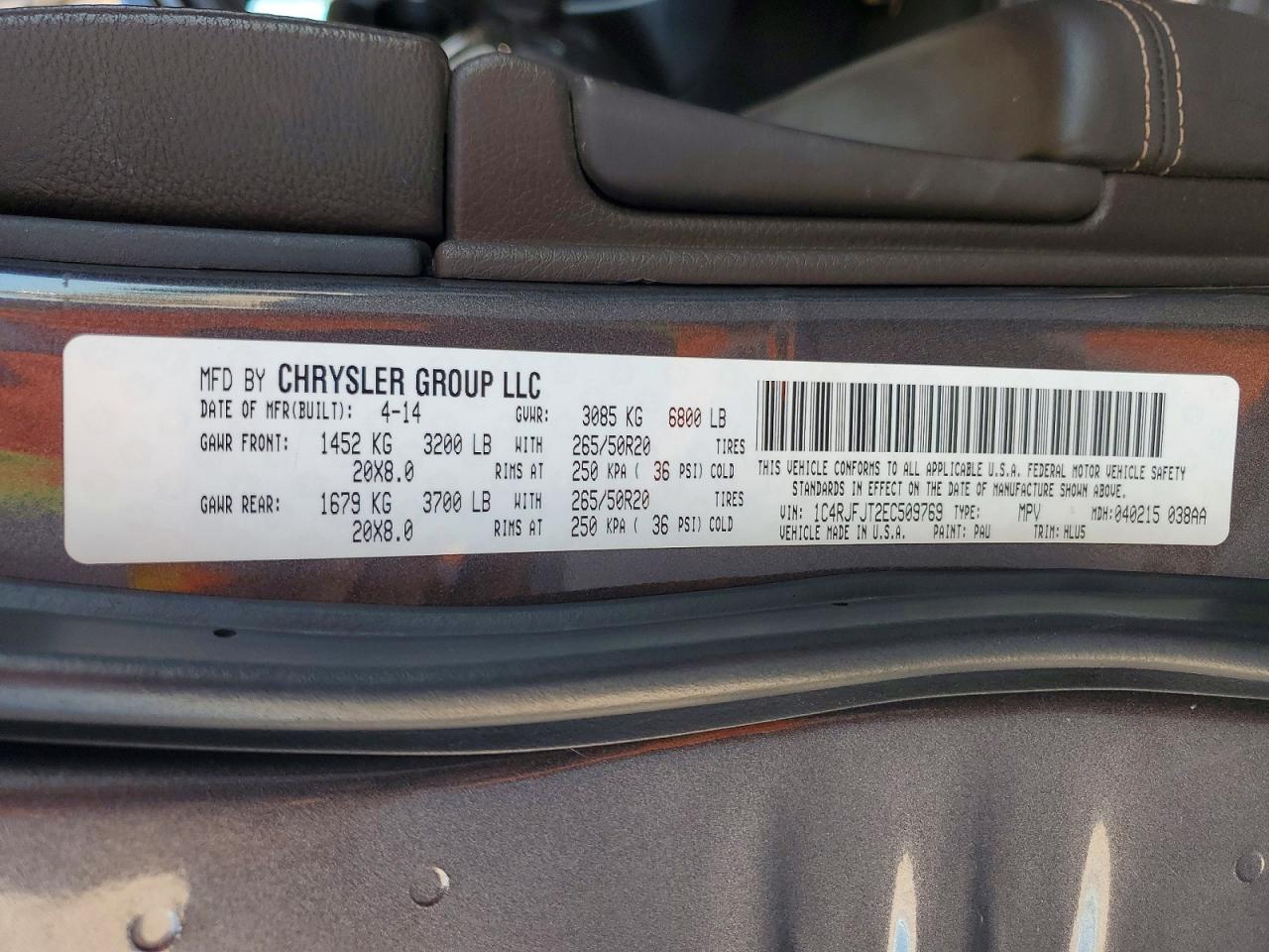 2014 Jeep Grand Cherokee Summit Charcoal vin: 1C4RJFJT2EC509769