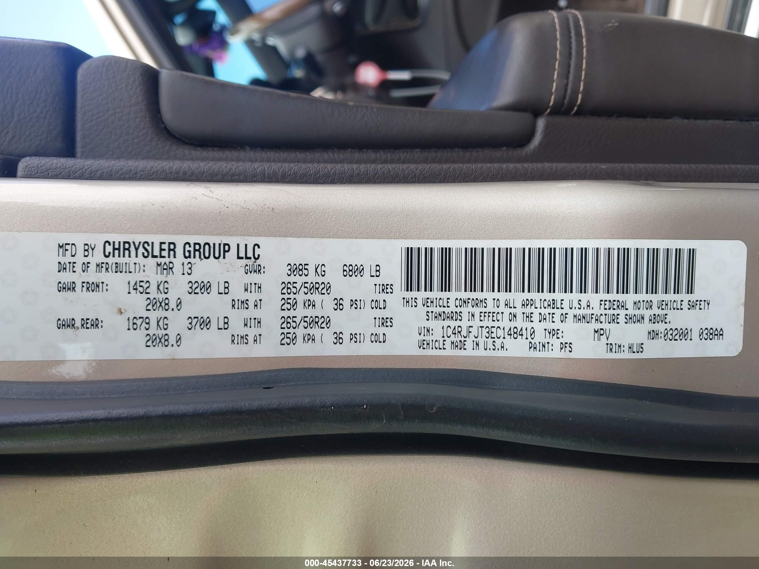 2014 Jeep Grand Cherokee Summit Champagne vin: 1C4RJFJT3EC148410