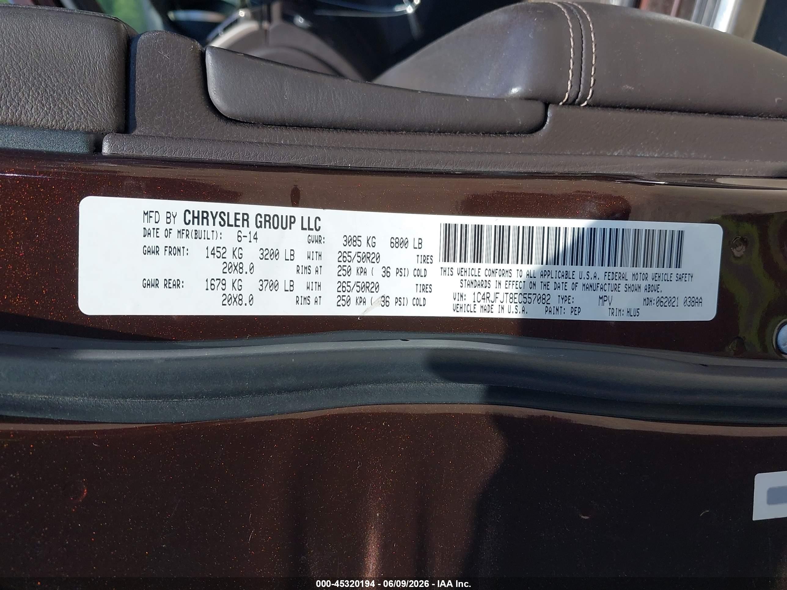 2014 Jeep Grand Cherokee Summit Brown vin: 1C4RJFJT8EC557082