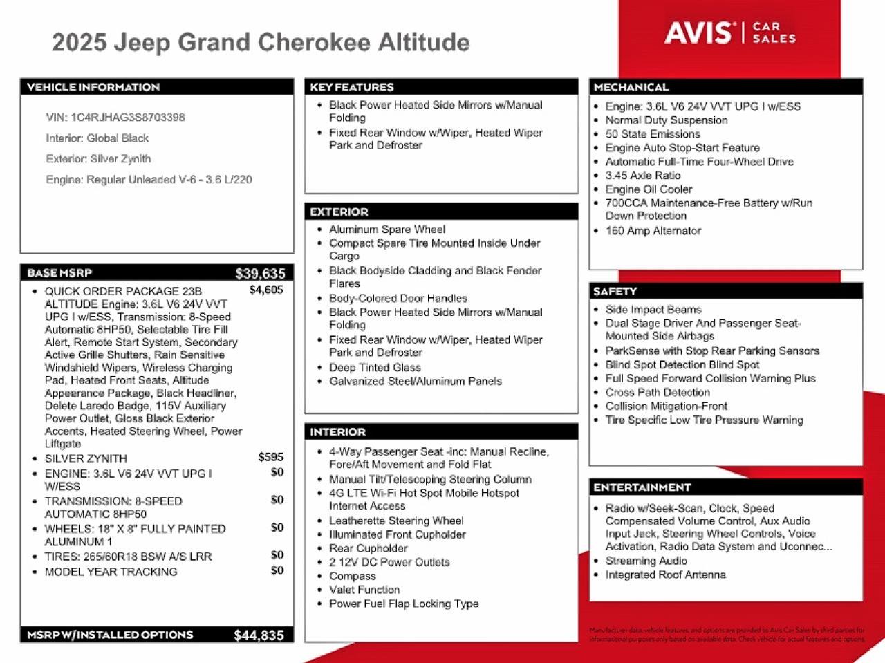 2025 Jeep Grand Cherokee Laredo Silver vin: 1C4RJHAG3S8703398