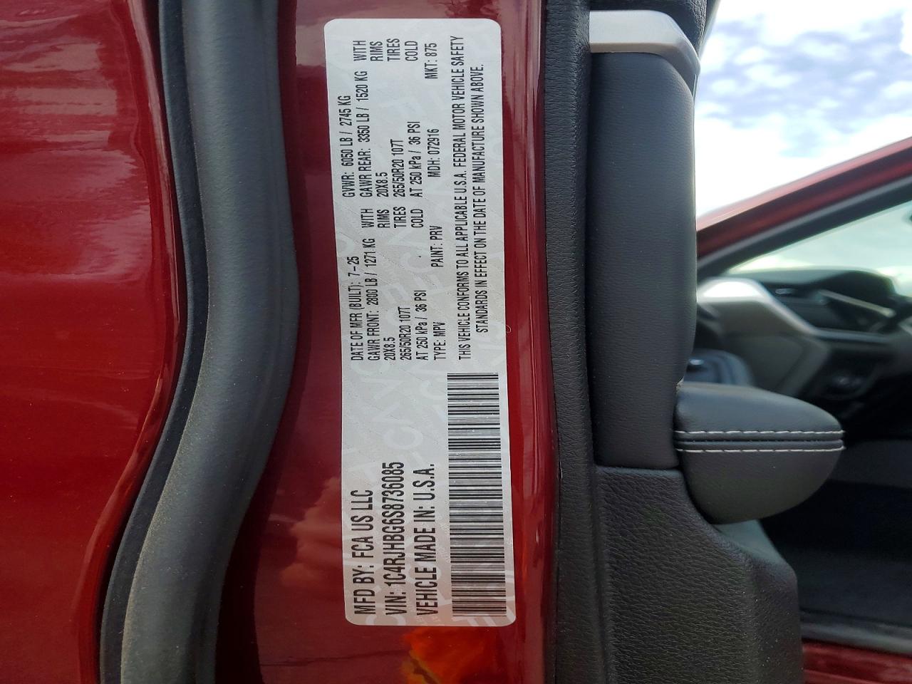 2025 Jeep Grand Cherokee Limited Red vin: 1C4RJHBG6S8736085