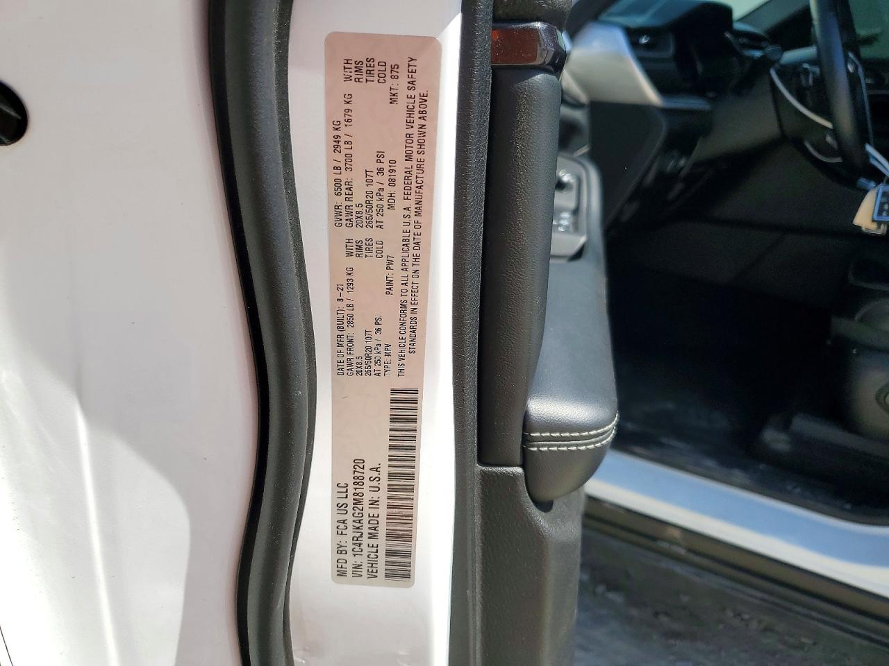 2021 Jeep Grand Cherokee L Laredo White vin: 1C4RJKAG2M8188720