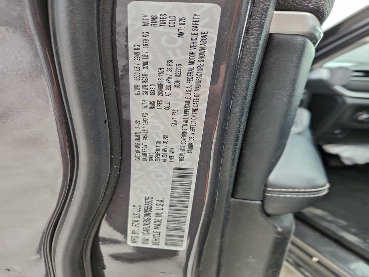 2022 Jeep Grand Cherokee L Limited Charcoal vin: 1C4RJKBG0N8558675