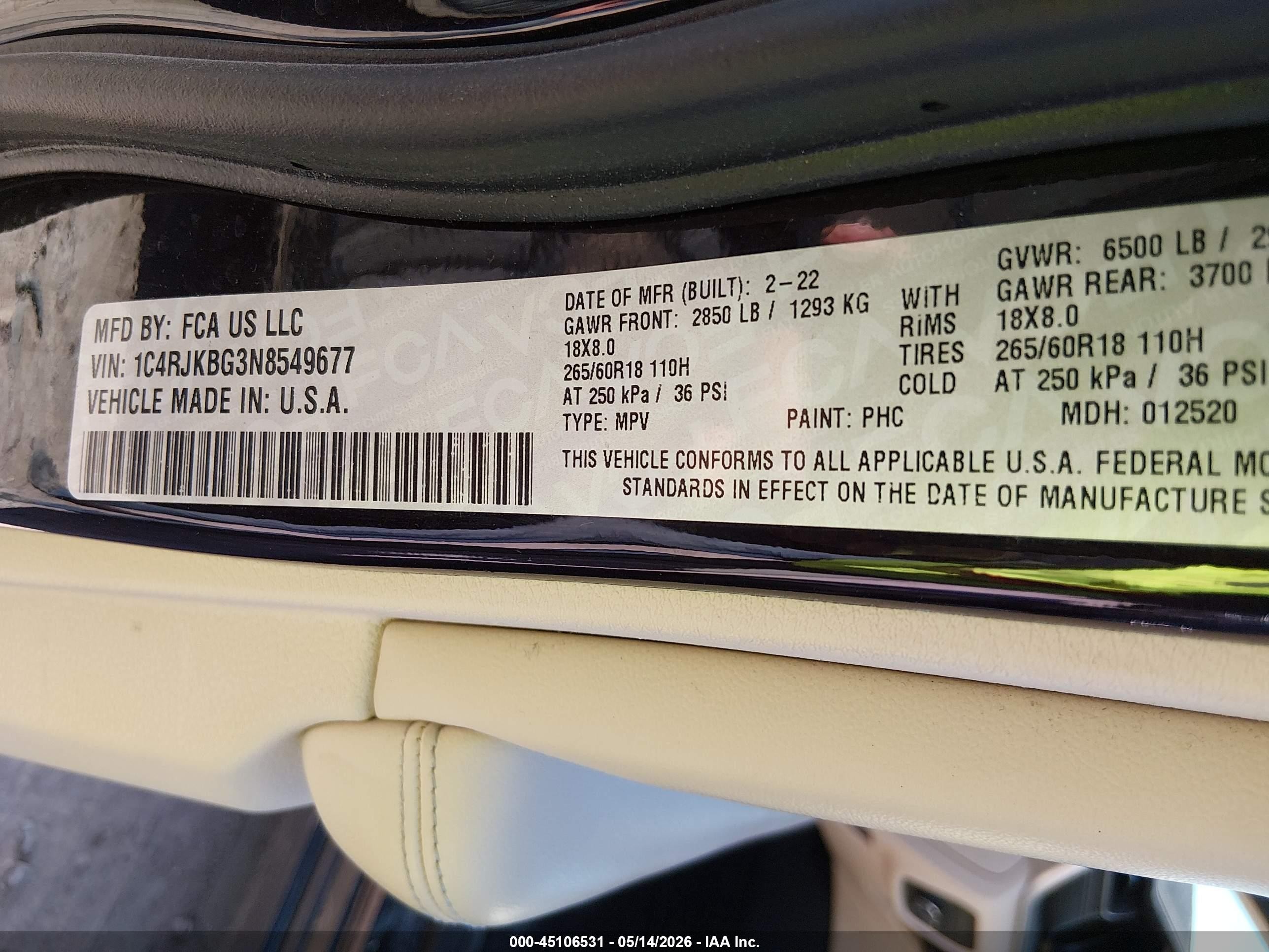 2022 Jeep Grand Cherokee L Limited 4x4 Purple vin: 1C4RJKBG3N8549677