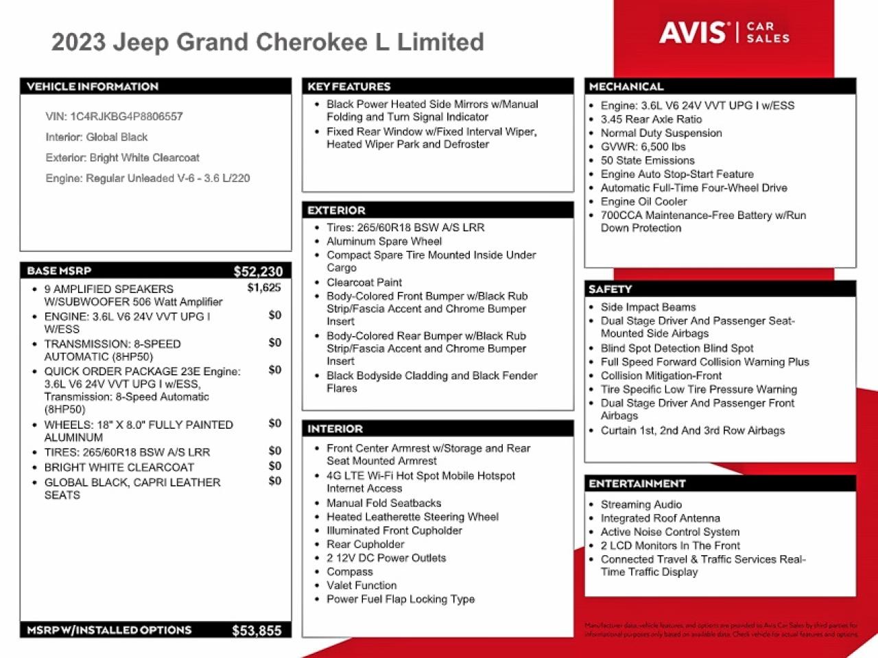 2023 Jeep Grand Cherokee L Limited Белый vin: 1C4RJKBG4P8806557