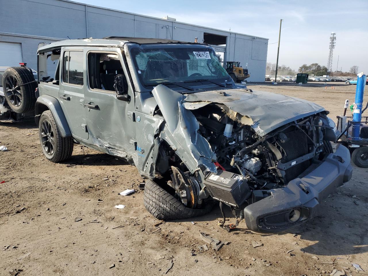 2025 Jeep Wrangler Sahara 4xe Серый vin: 1C4RJXP67SW585263 Damage: Hood, Severe Damage, Replacement Required