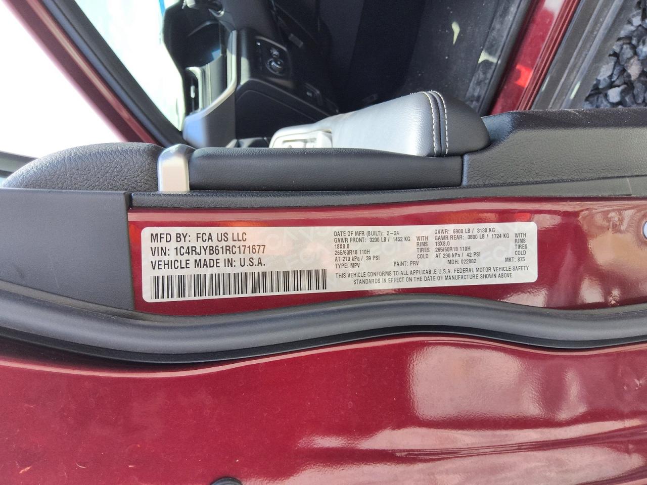 2024 Jeep Grand Cherokee Limited 4xe Burgundy vin: 1C4RJYB61RC171677