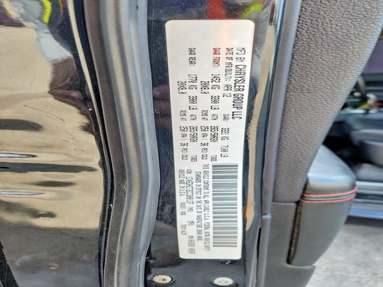2012 Dodge Durango R Black vin: 1C4SDHCT3CC308137