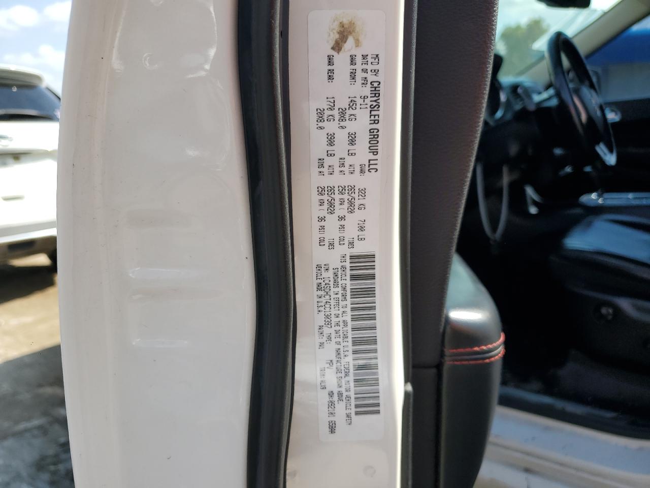2012 Dodge Durango R/t White vin: 1C4SDHCT4CC130397