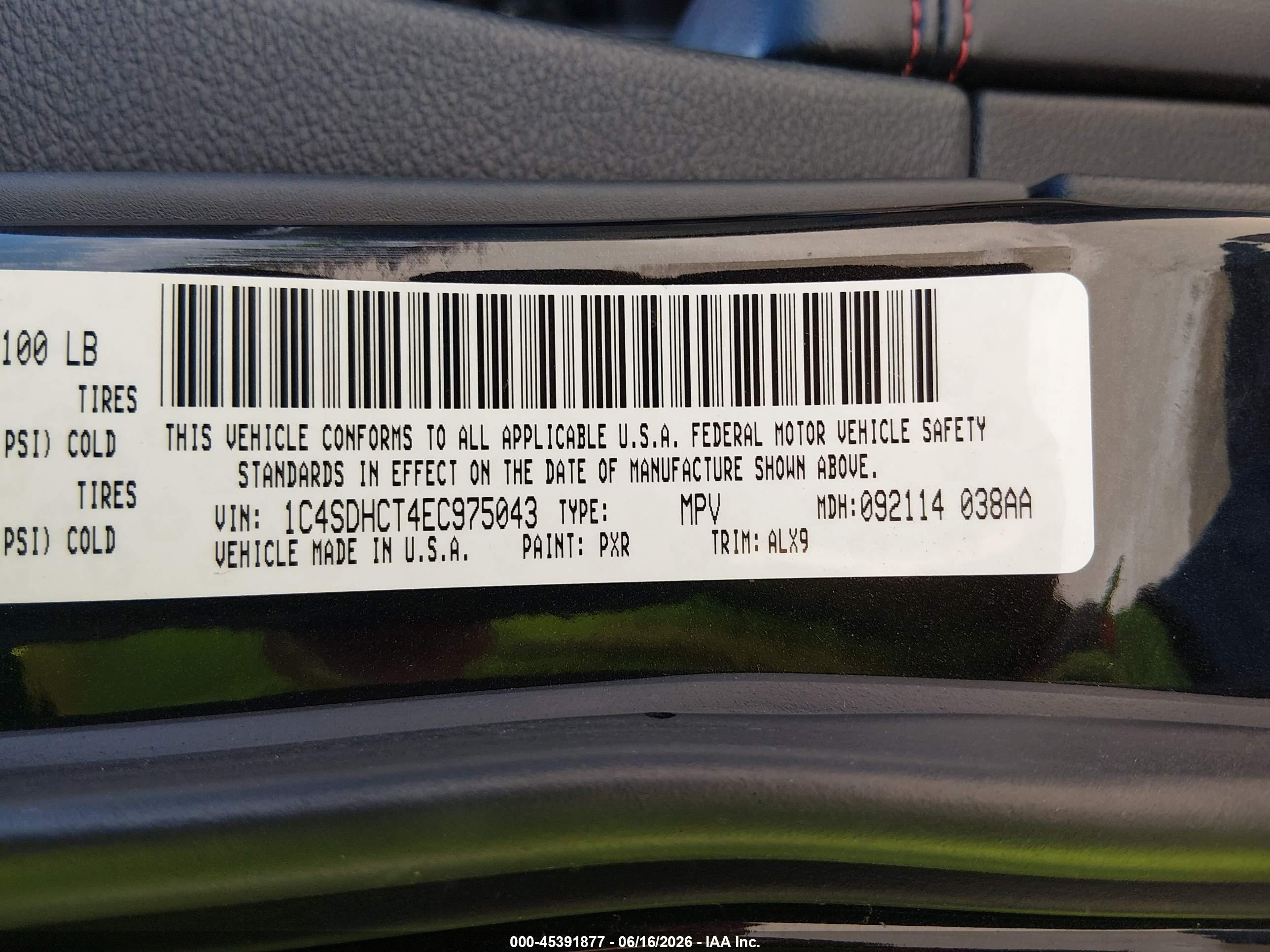 2014 Dodge Durango R/t Black vin: 1C4SDHCT4EC975043