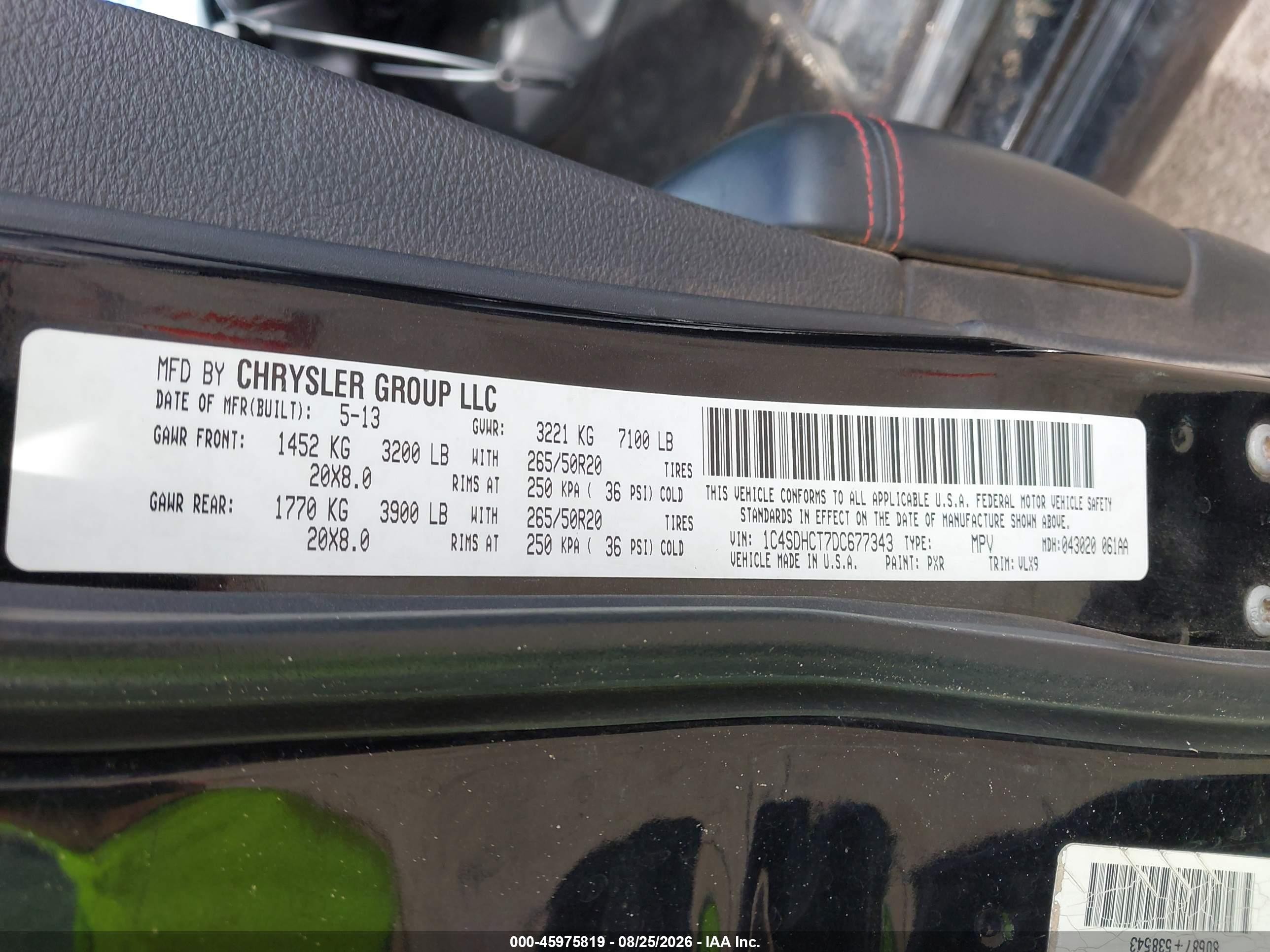 2013 Dodge Durango R/t Черный vin: 1C4SDHCT7DC677343