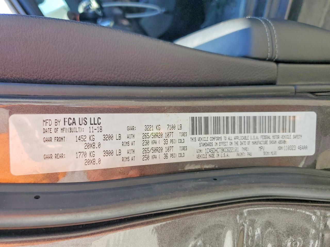 2019 Dodge Durango R/t Gray vin: 1C4SDHCT9KC622101