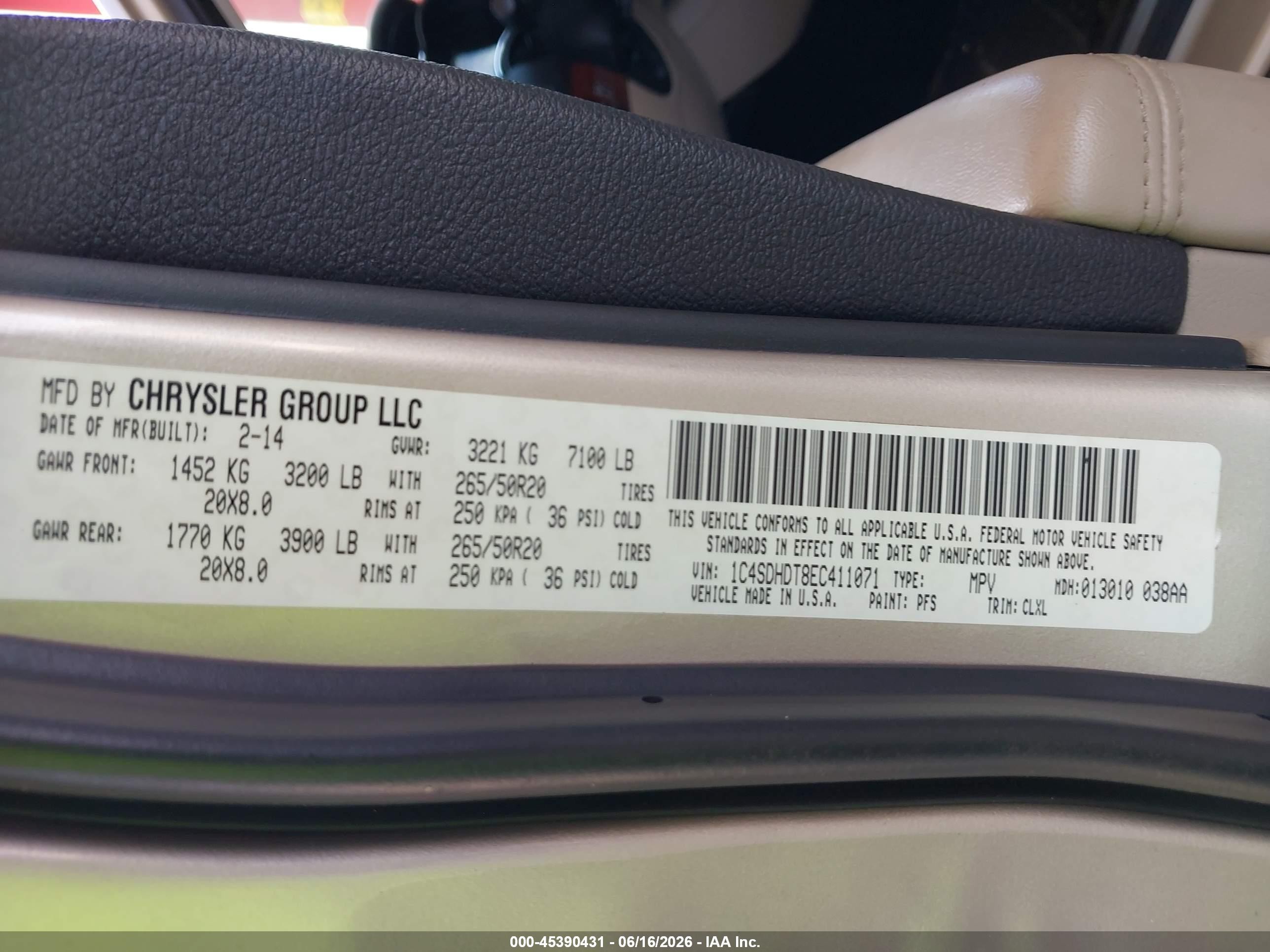 2014 Dodge Durango Limited Золотой vin: 1C4SDHDT8EC411071