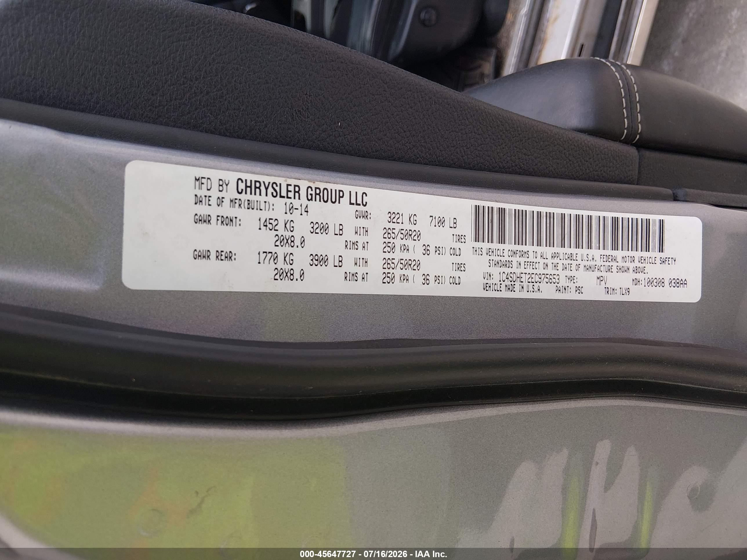 2014 Dodge Durango Citadel Silver vin: 1C4SDHET2EC975653