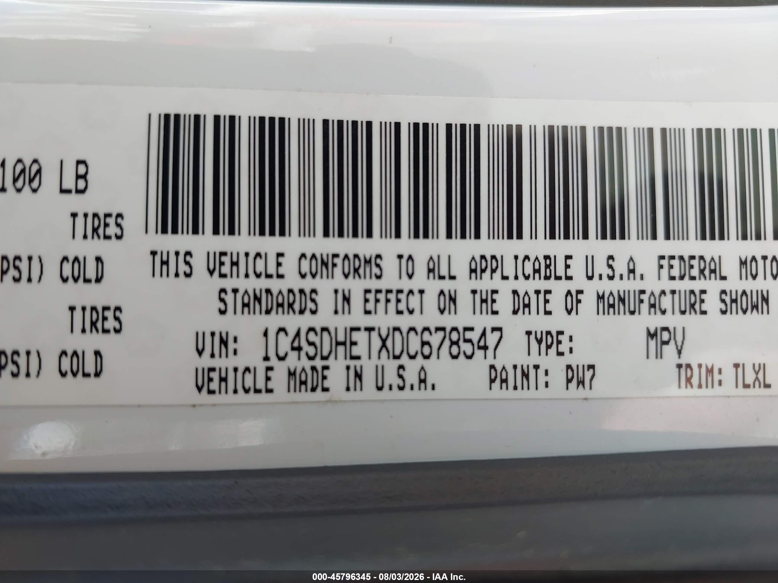 2013 Dodge Durango Citadel White vin: 1C4SDHETXDC678547