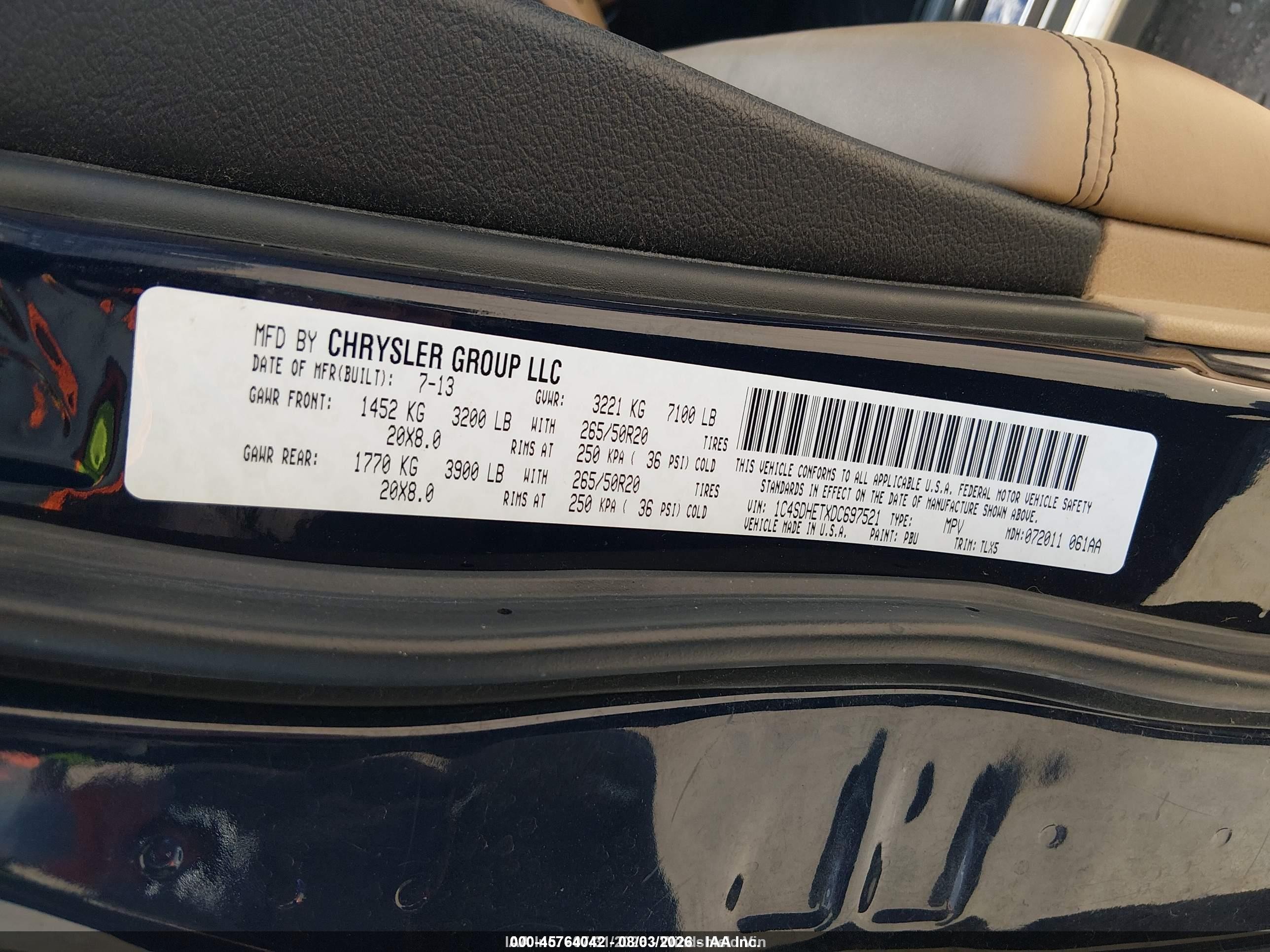 2013 Dodge Durango Citadel Dark Blue vin: 1C4SDHETXDC697521