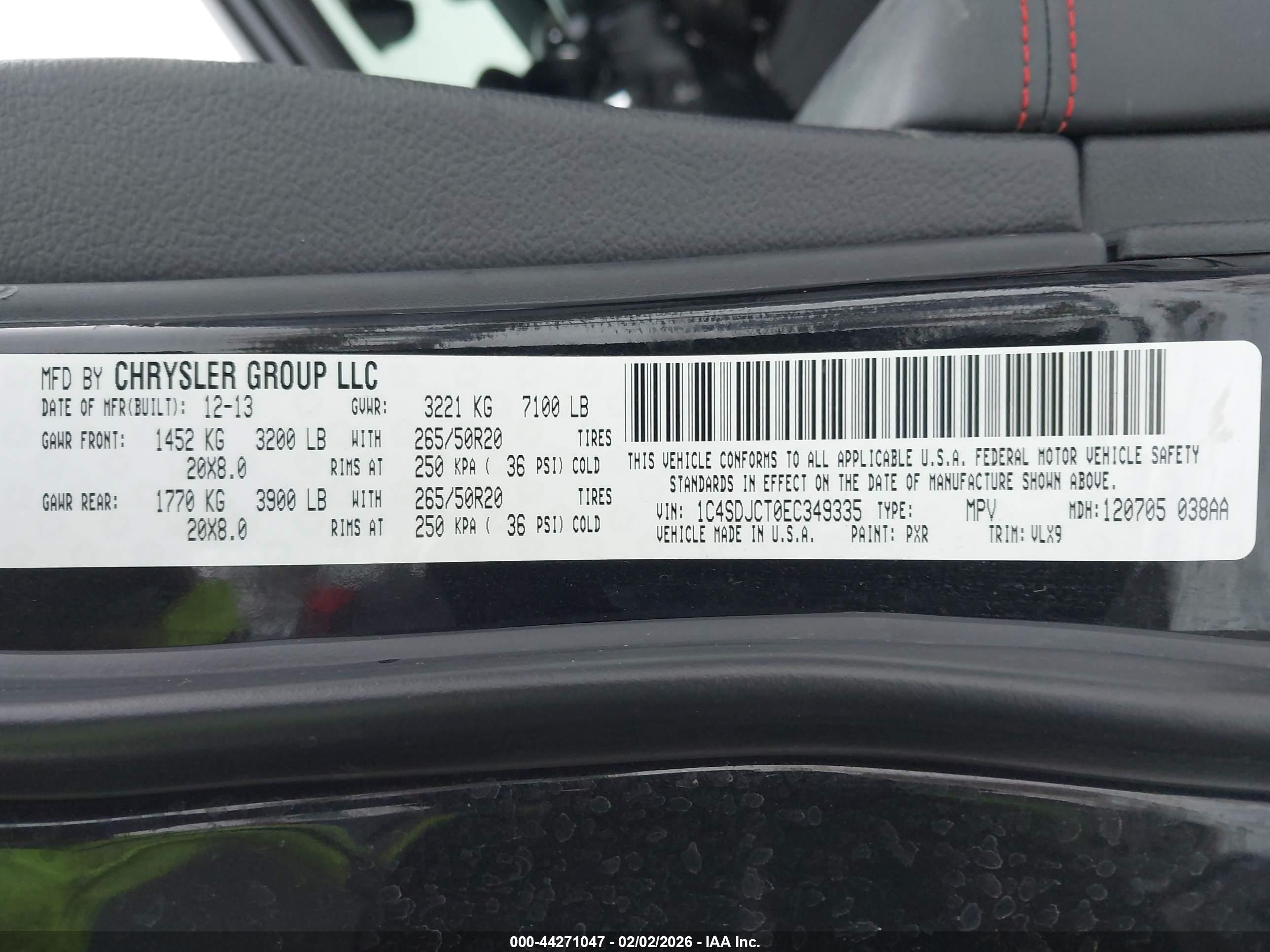 2014 Dodge Durango R/t Black vin: 1C4SDJCT0EC349335