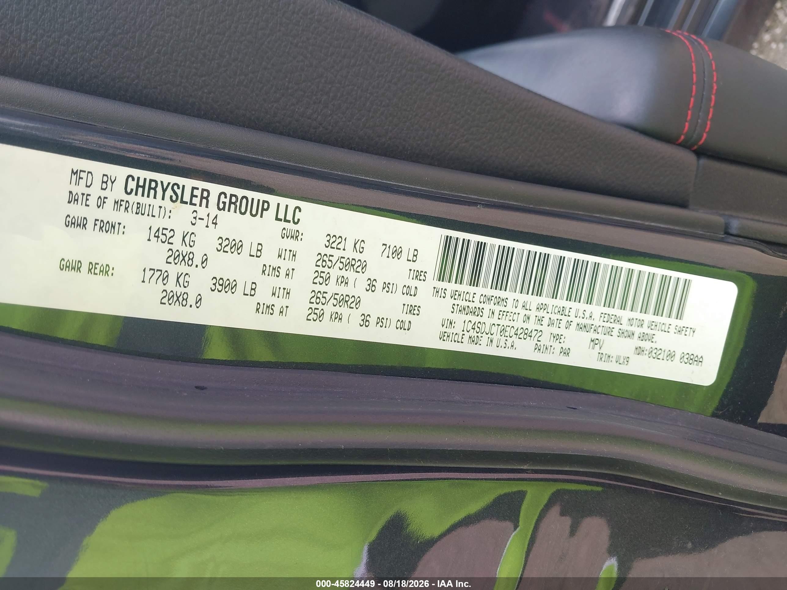 2014 Dodge Durango R/t Gray vin: 1C4SDJCT0EC428472