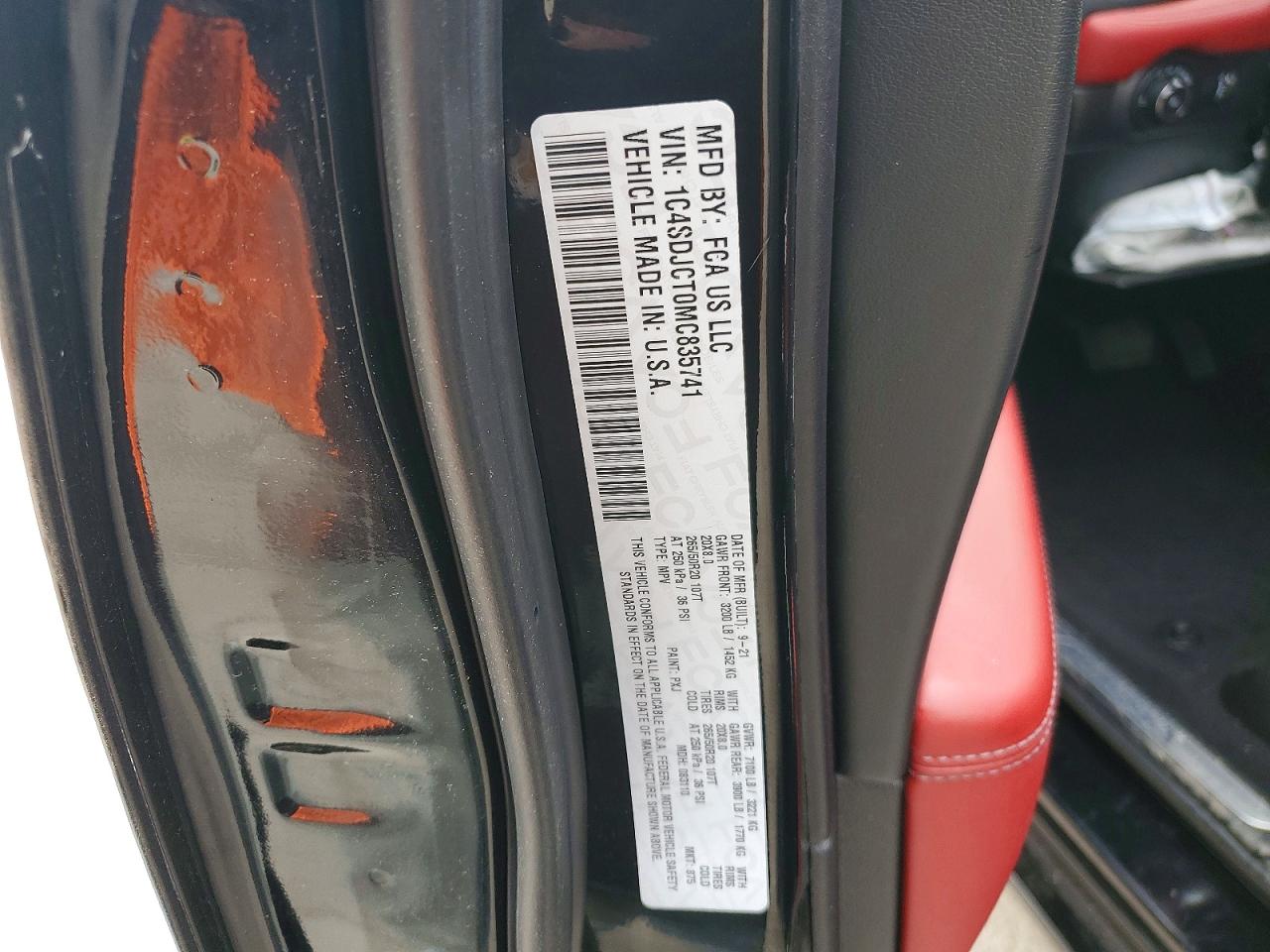 2021 Dodge Durango R Black vin: 1C4SDJCT0MC835741