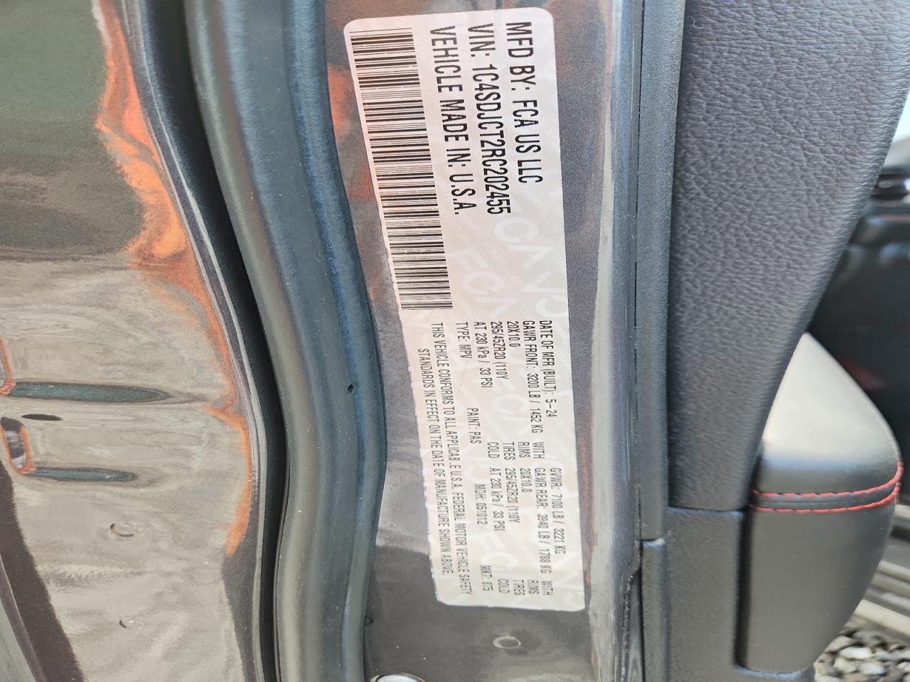 2024 Dodge Durango R/t Charcoal vin: 1C4SDJCT2RC202455