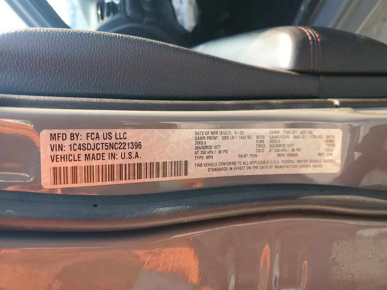 2022 Dodge Durango R/t Gray vin: 1C4SDJCT5NC221396