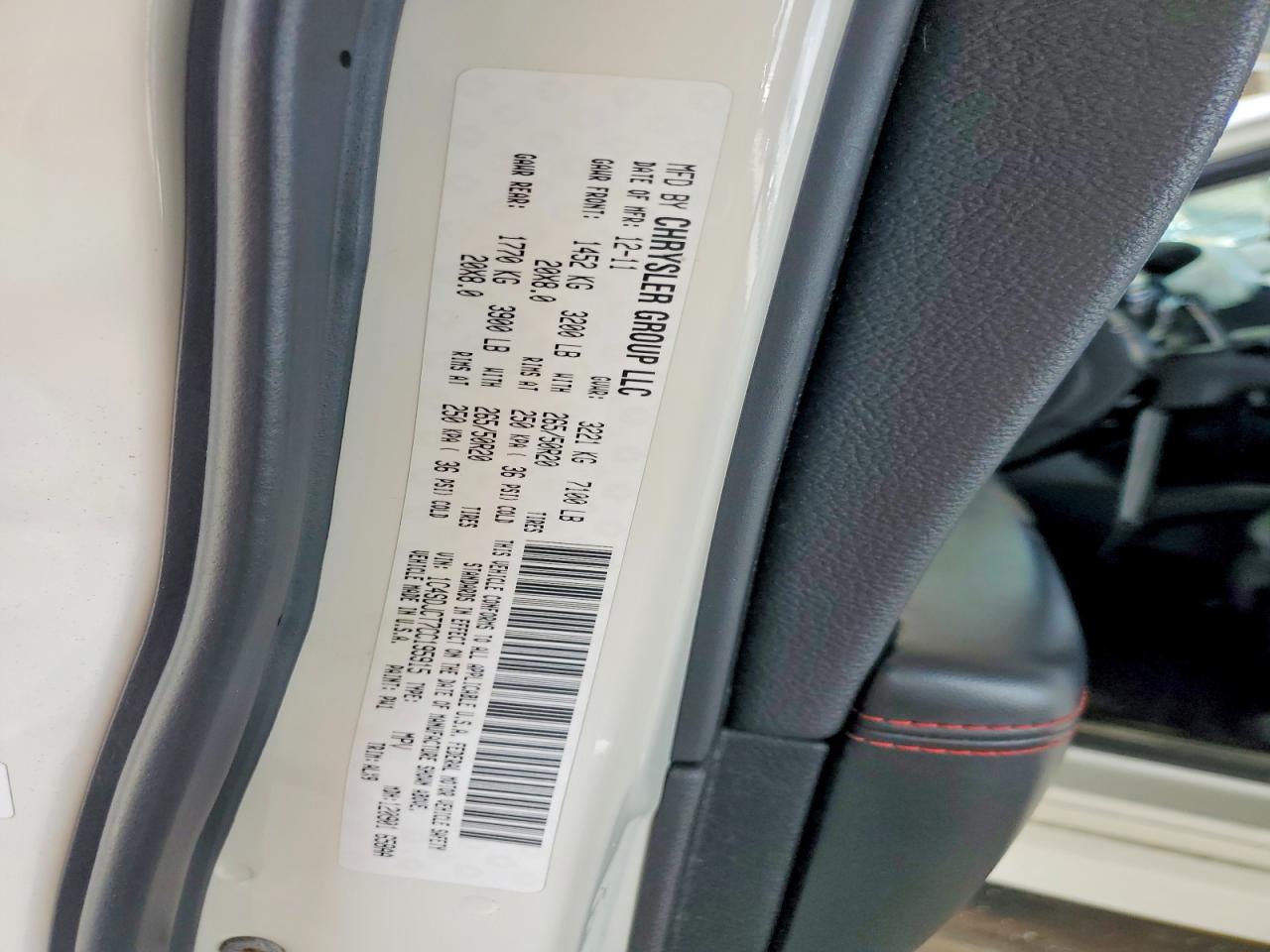 2012 Dodge Durango R White vin: 1C4SDJCT7CC195915