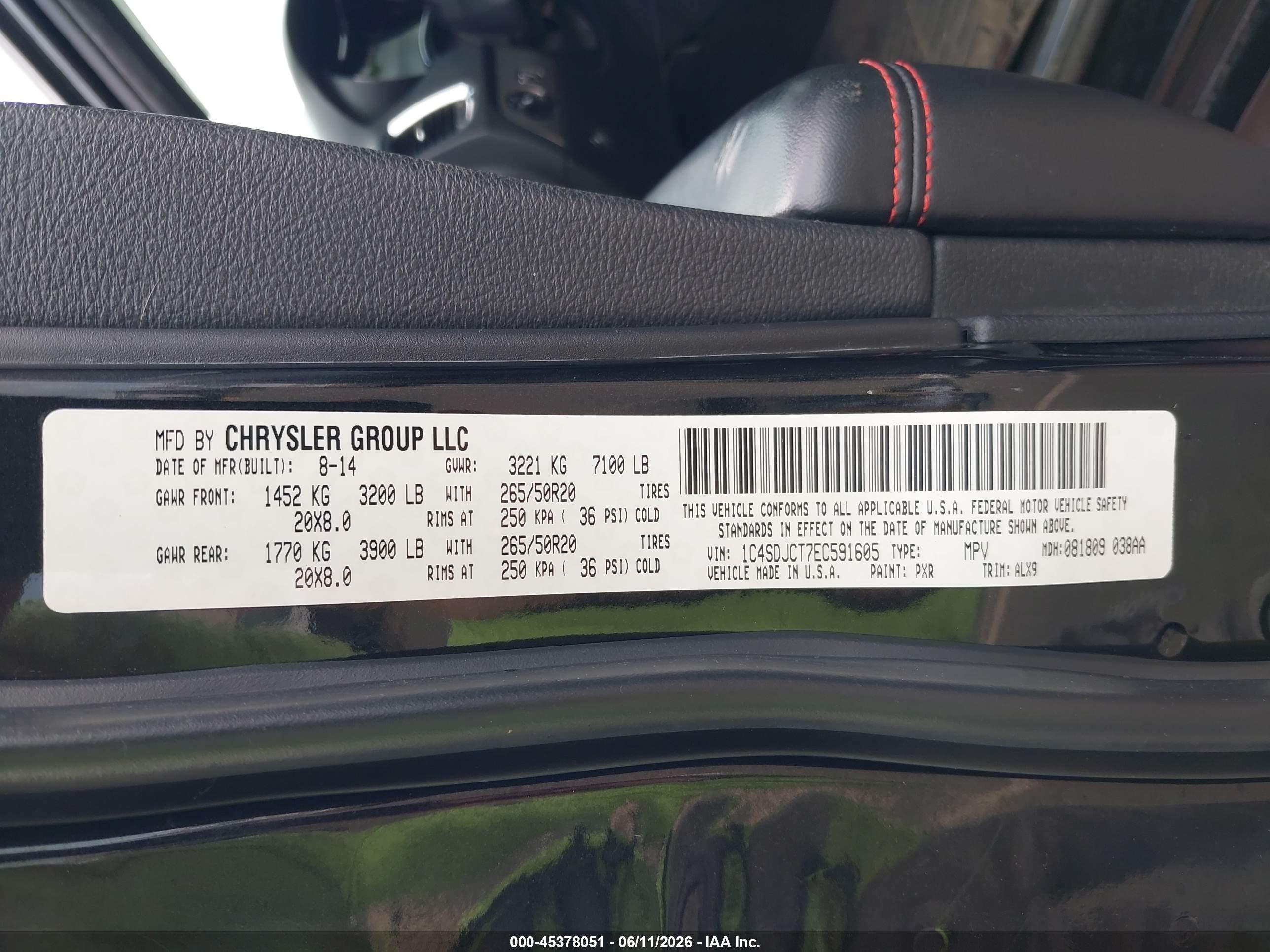 2014 Dodge Durango R/t Черный vin: 1C4SDJCT7EC591605