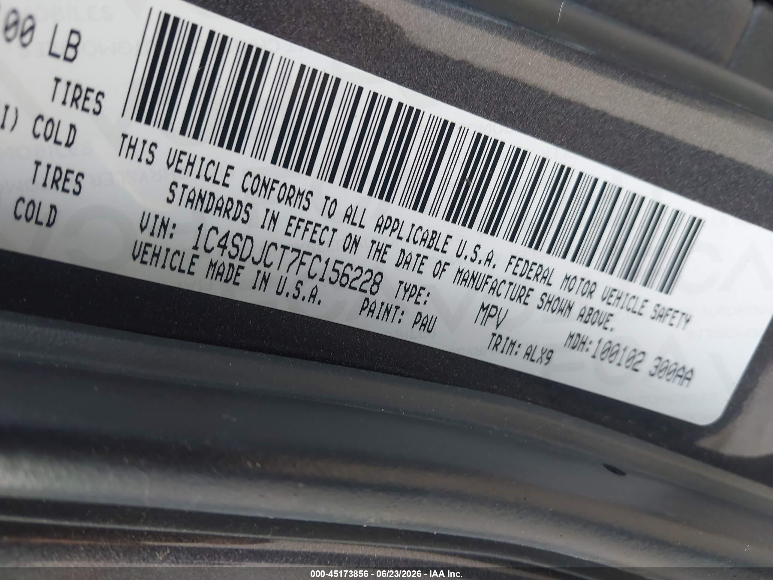 2015 Dodge Durango R/t Gray vin: 1C4SDJCT7FC156228