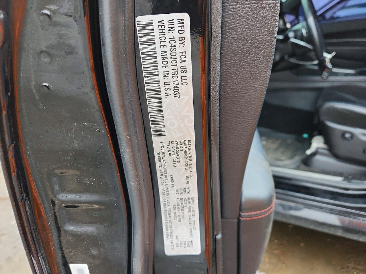 2024 Dodge Durango R Black vin: 1C4SDJCT7RC174037