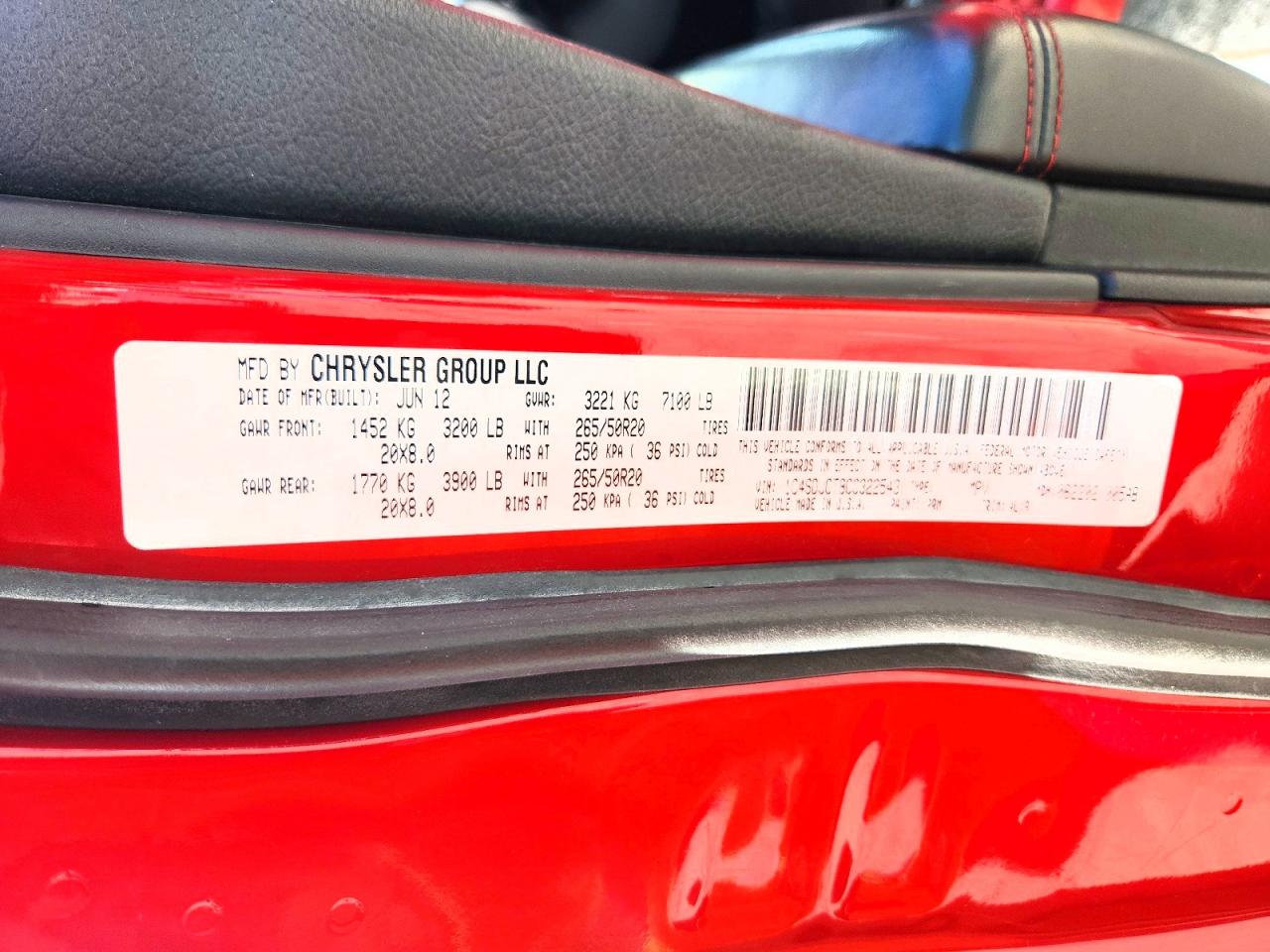 2012 Dodge Durango R/t Red vin: 1C4SDJCT8CC322543