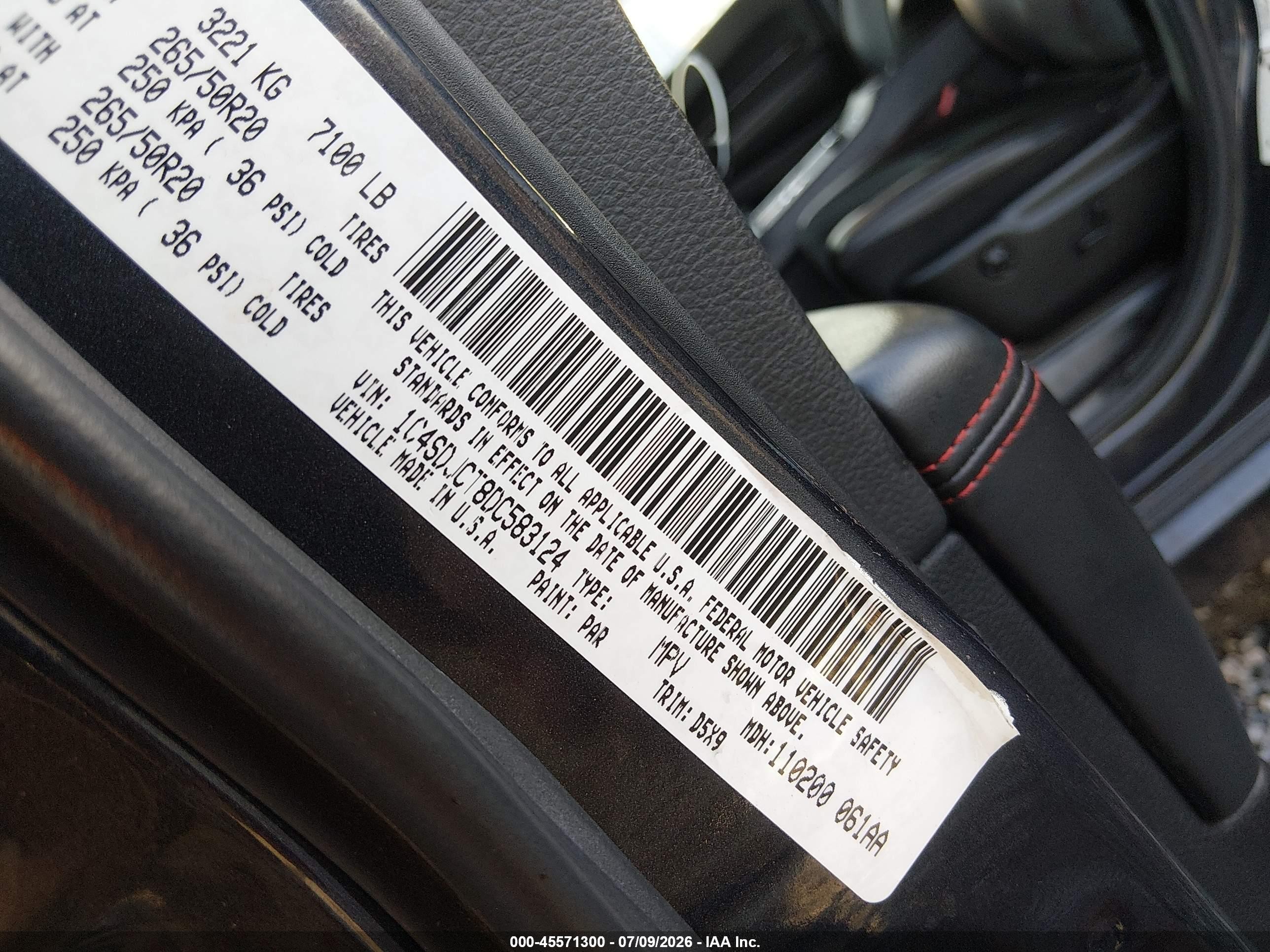 2013 Dodge Durango R/t Black vin: 1C4SDJCT8DC583124