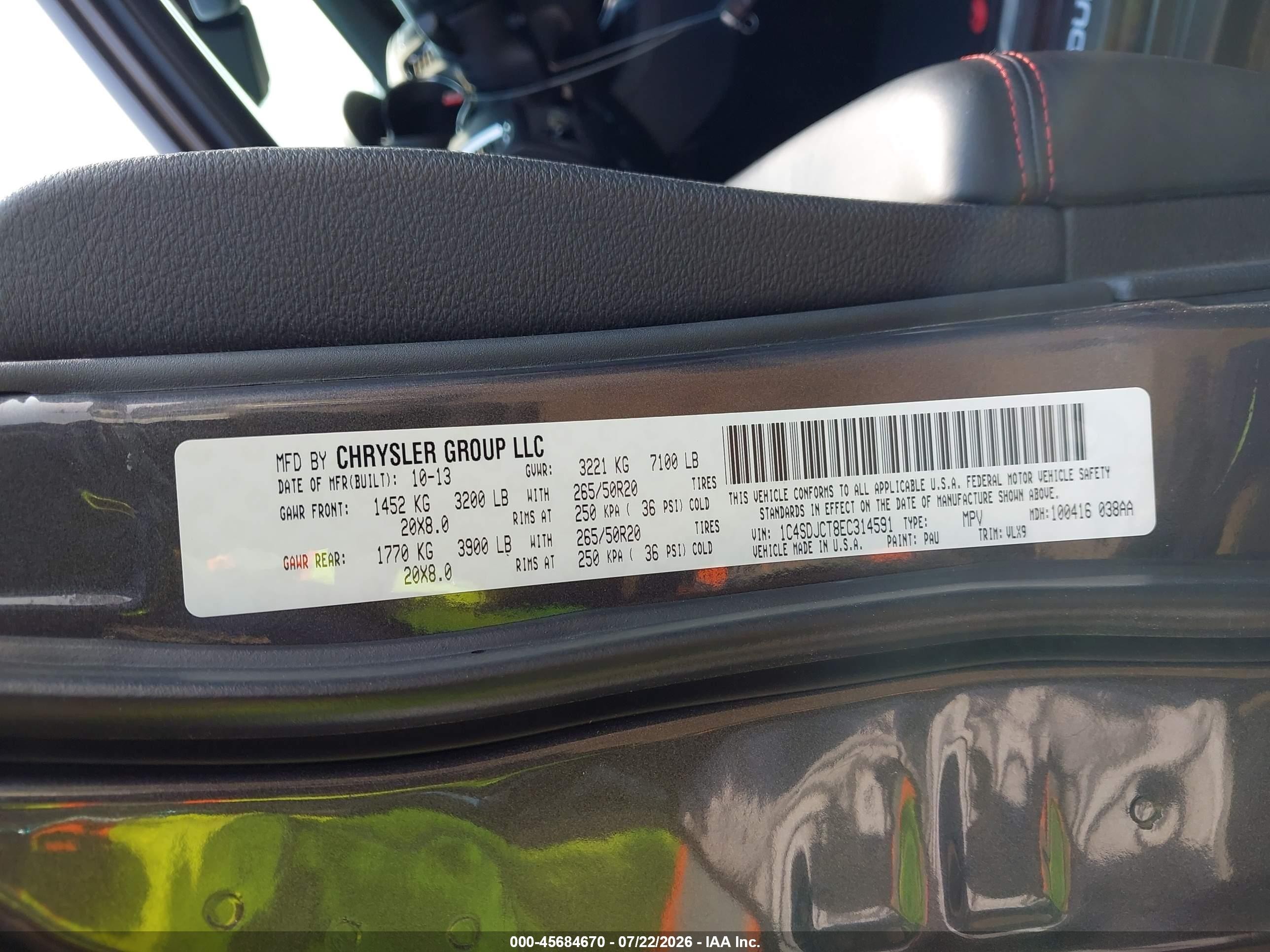 2014 Dodge Durango R/t Gray vin: 1C4SDJCT8EC314591