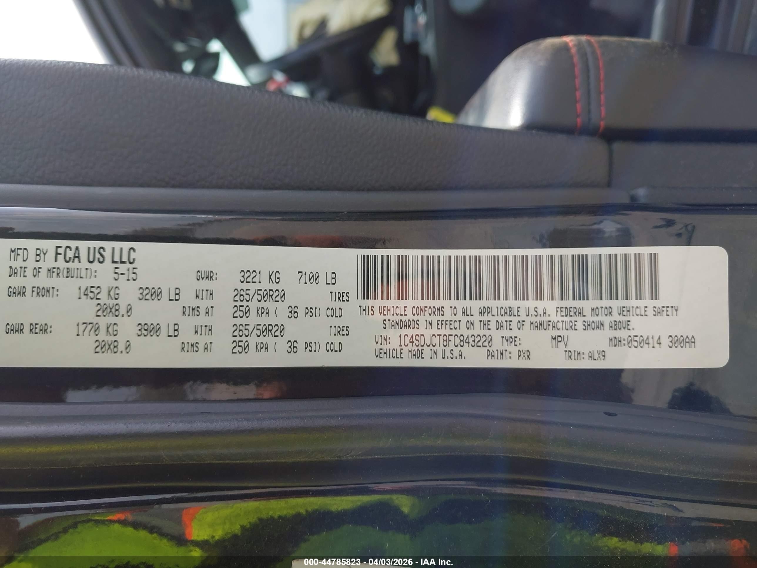 2015 Dodge Durango R/t Черный vin: 1C4SDJCT8FC843220