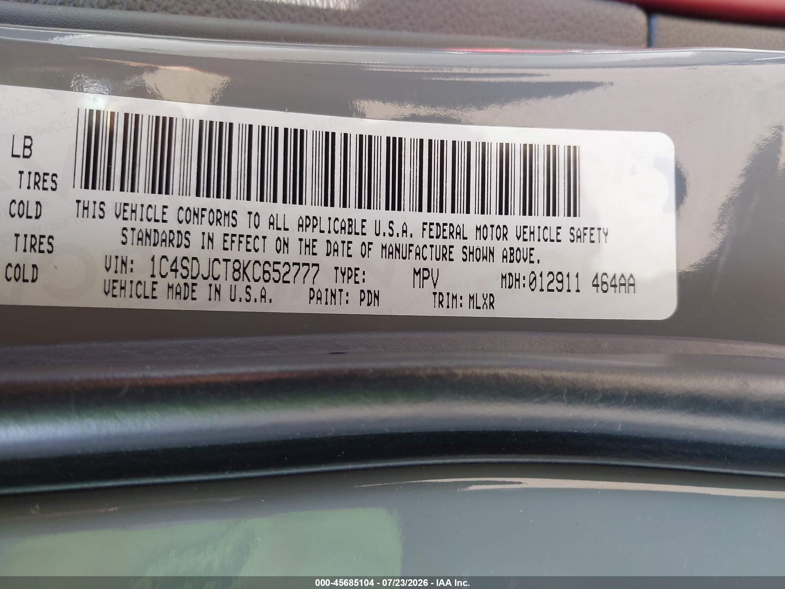 2019 Dodge Durango R/t Awd Gray vin: 1C4SDJCT8KC652777