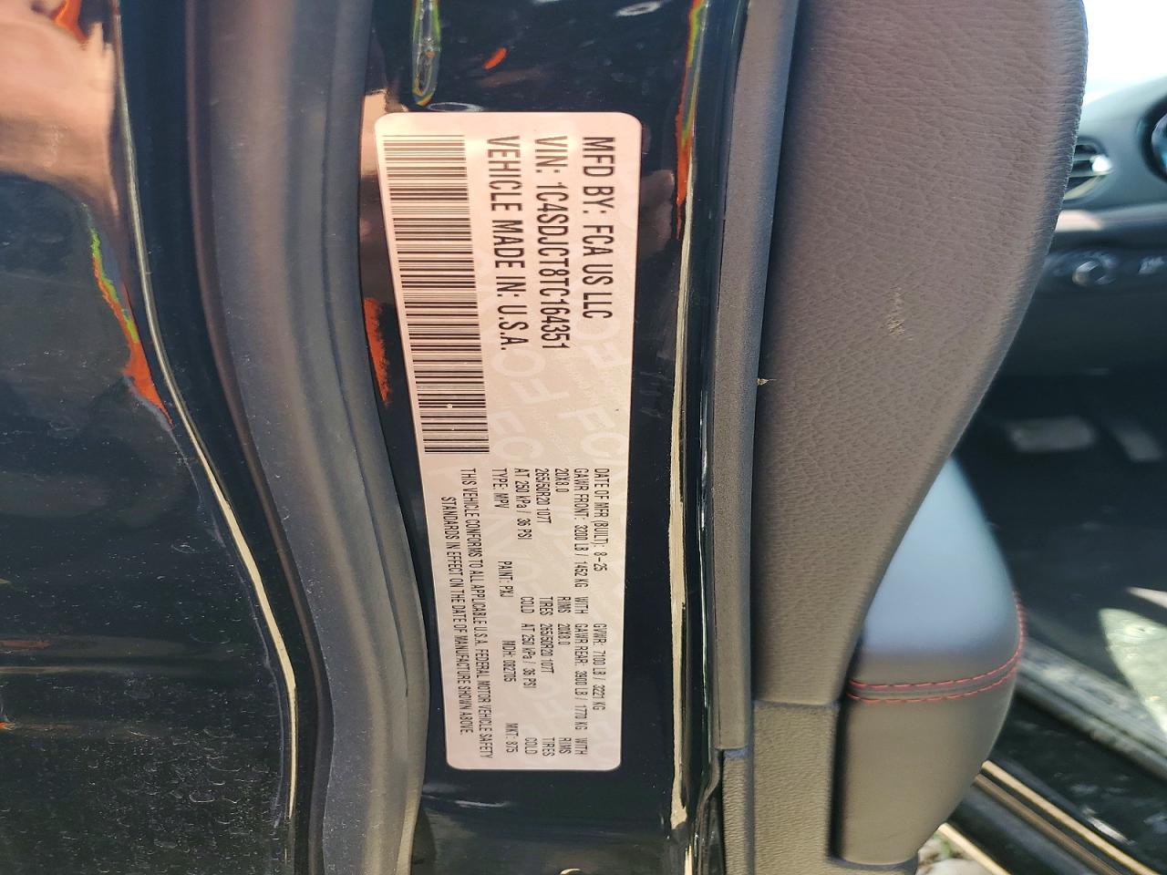 2026 Dodge Durango R Black vin: 1C4SDJCT8TC164351