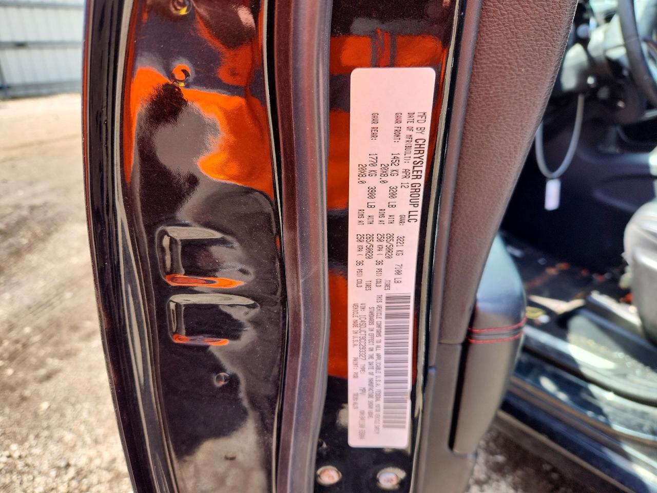 2012 Dodge Durango R Black vin: 1C4SDJCT9CC293327