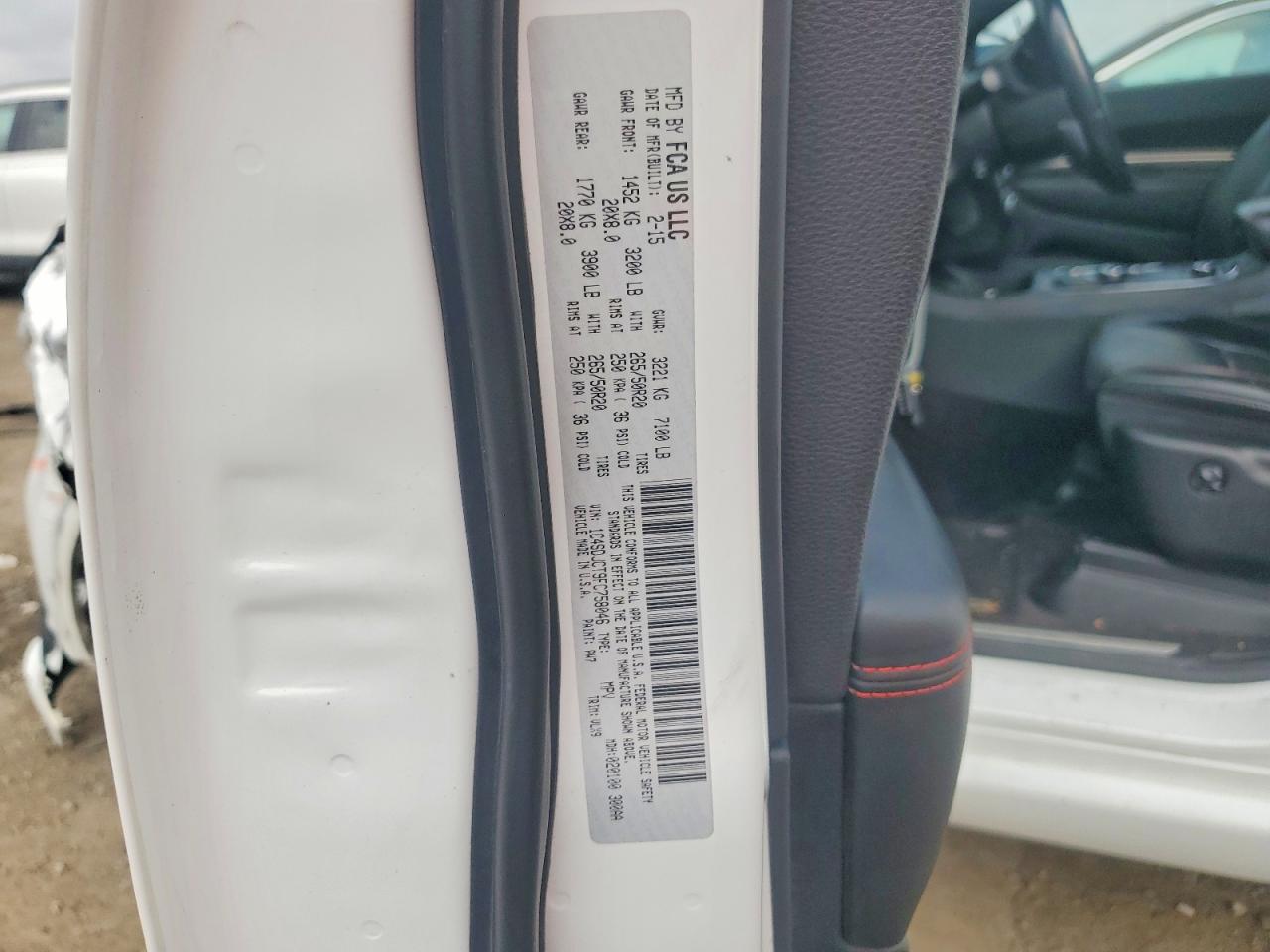 2015 Dodge Durango R/t White vin: 1C4SDJCT9FC758046