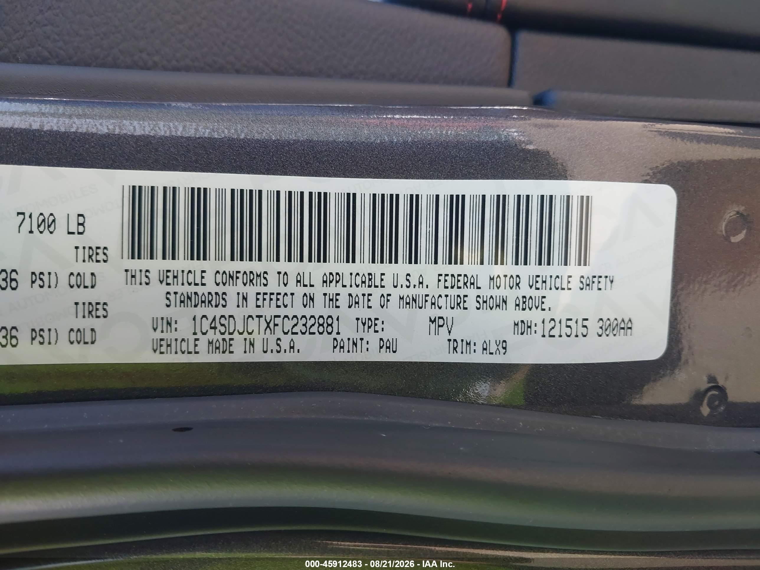 2015 Dodge Durango R/t Gray vin: 1C4SDJCTXFC232881