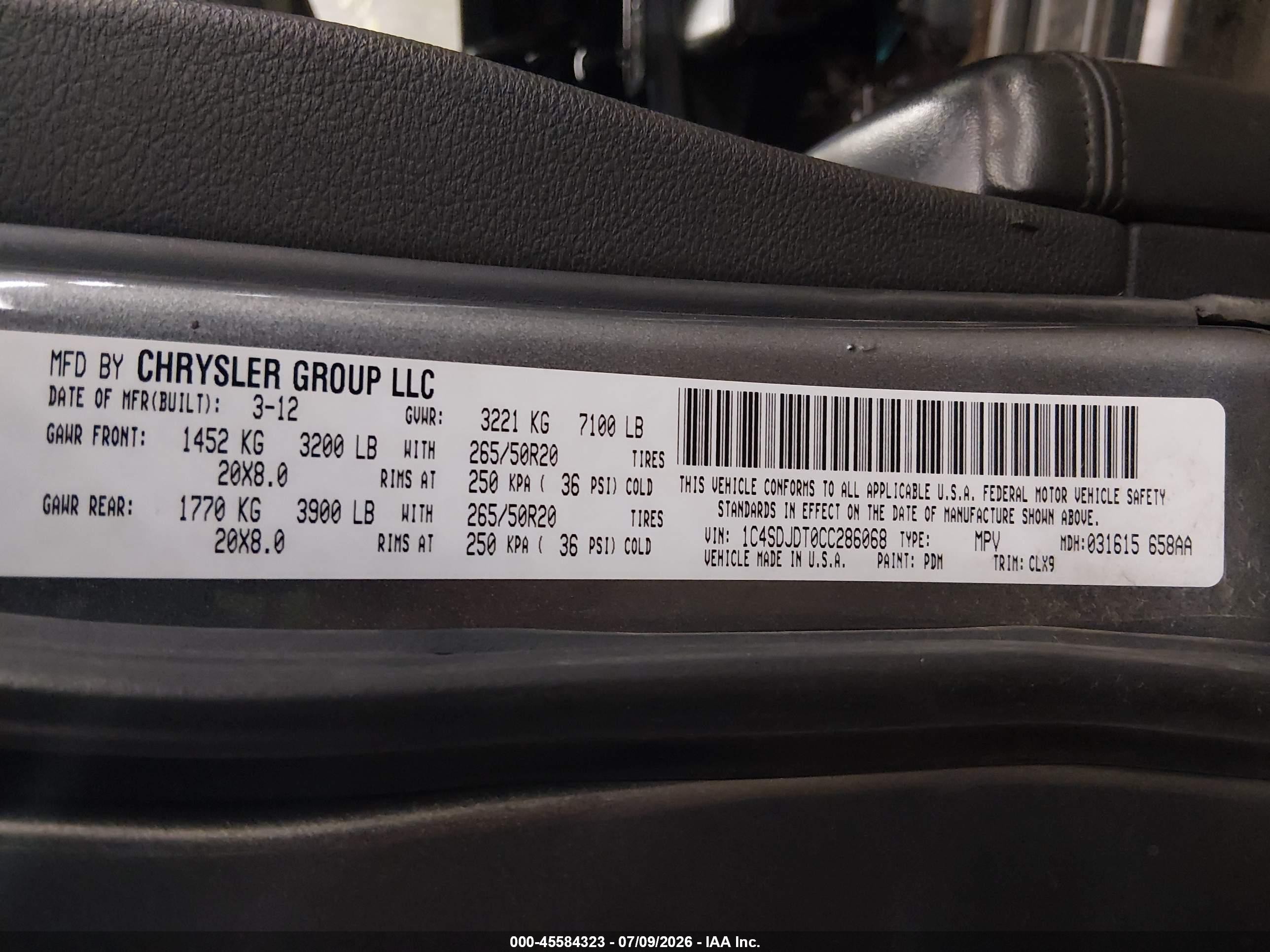 2012 Dodge Durango Crew Gray vin: 1C4SDJDT0CC286068