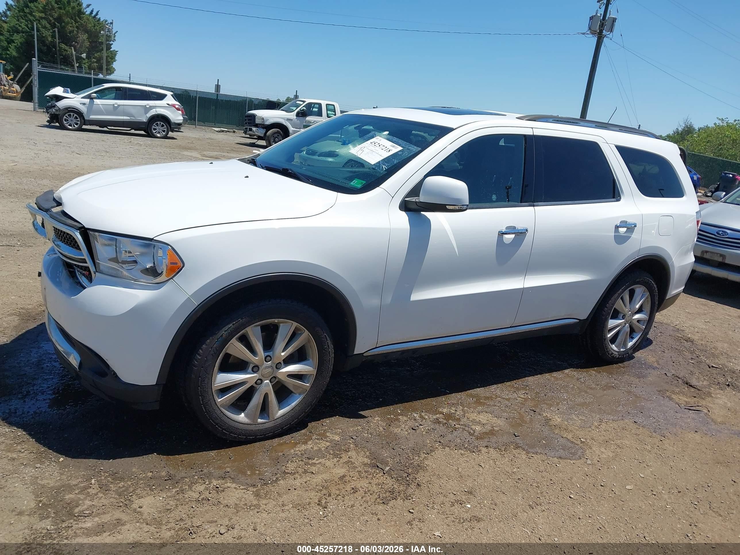 2013 Dodge Durango Crew White vin: 1C4SDJDT0DC658154