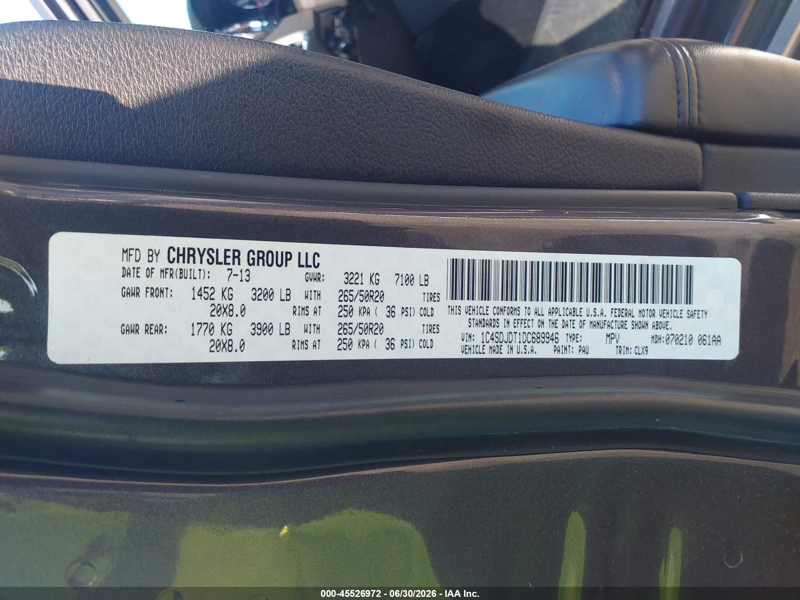 2013 Dodge Durango Crew Gray vin: 1C4SDJDT1DC689946