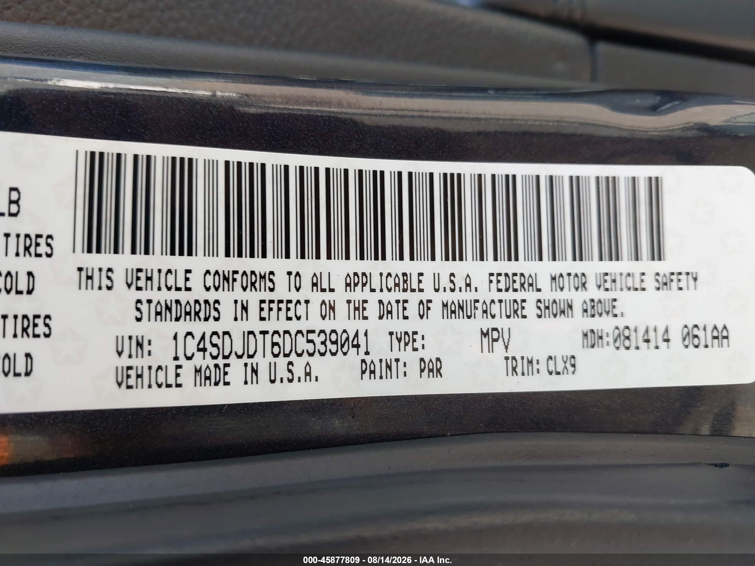 2013 Dodge Durango Crew Blue vin: 1C4SDJDT6DC539041